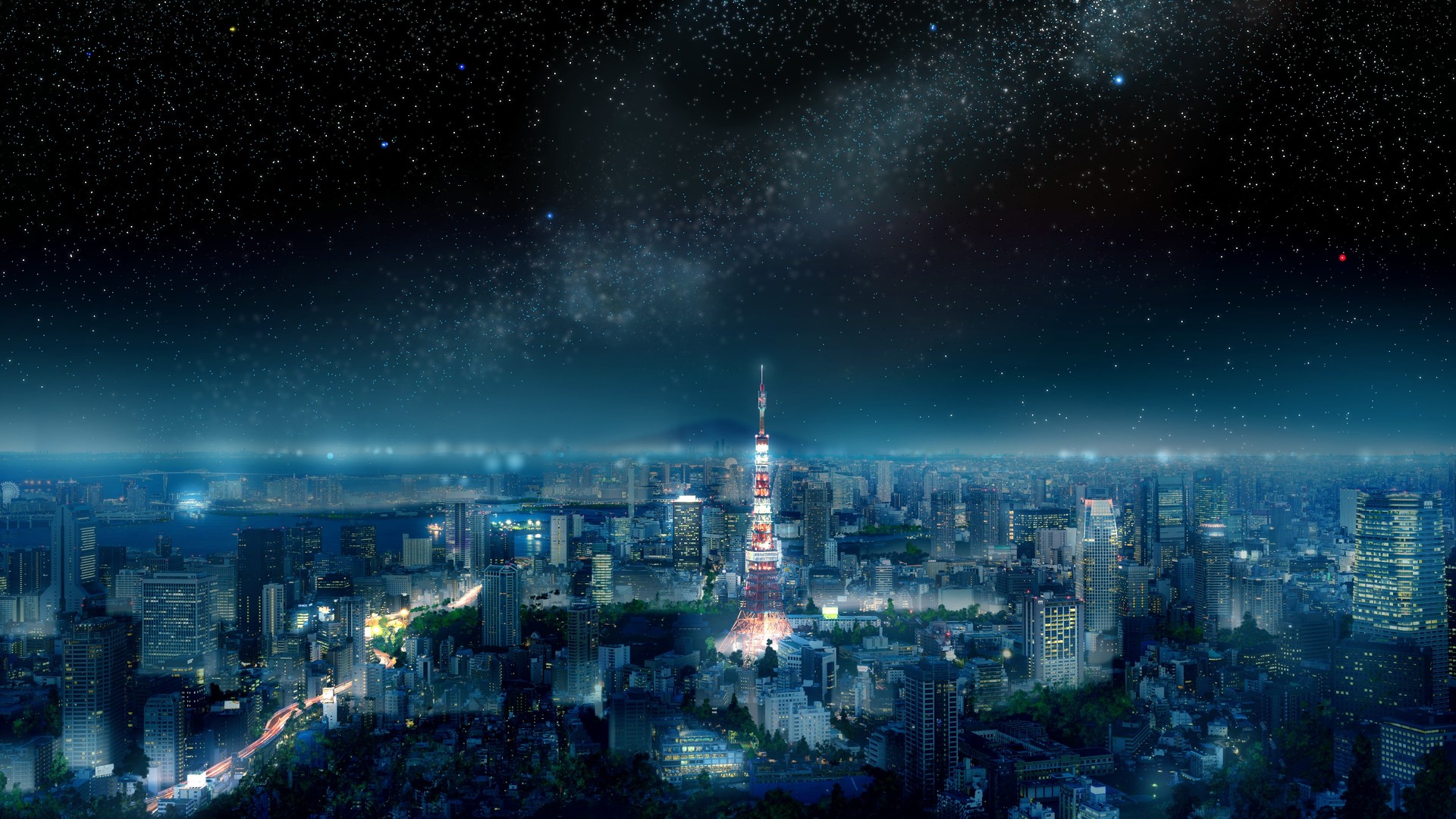 城市 城市景观 夜空 空间 亚洲 蓝色 电脑 桌面壁纸 3840×2160