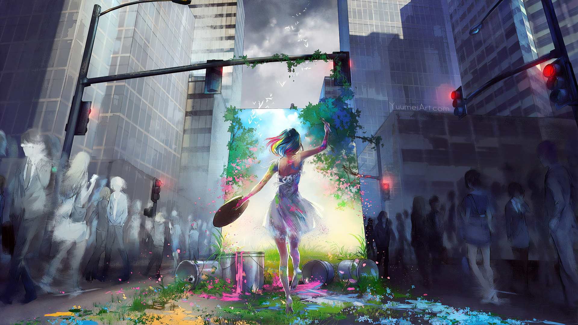 人物 女人 奇幻女孩 画家 电脑 4K高清壁纸 3840×2160