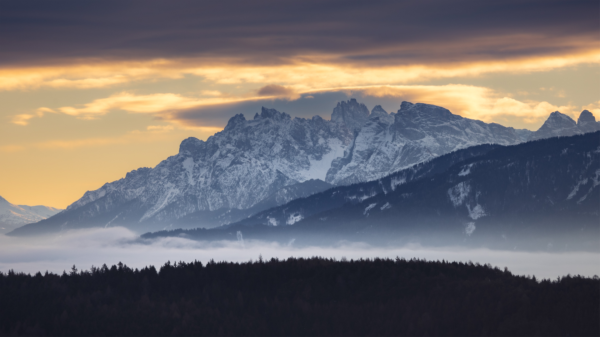 热门摄影 风景 日落 山 雪 云 自然 森林 天空 电脑 高清壁纸 3840×2160
