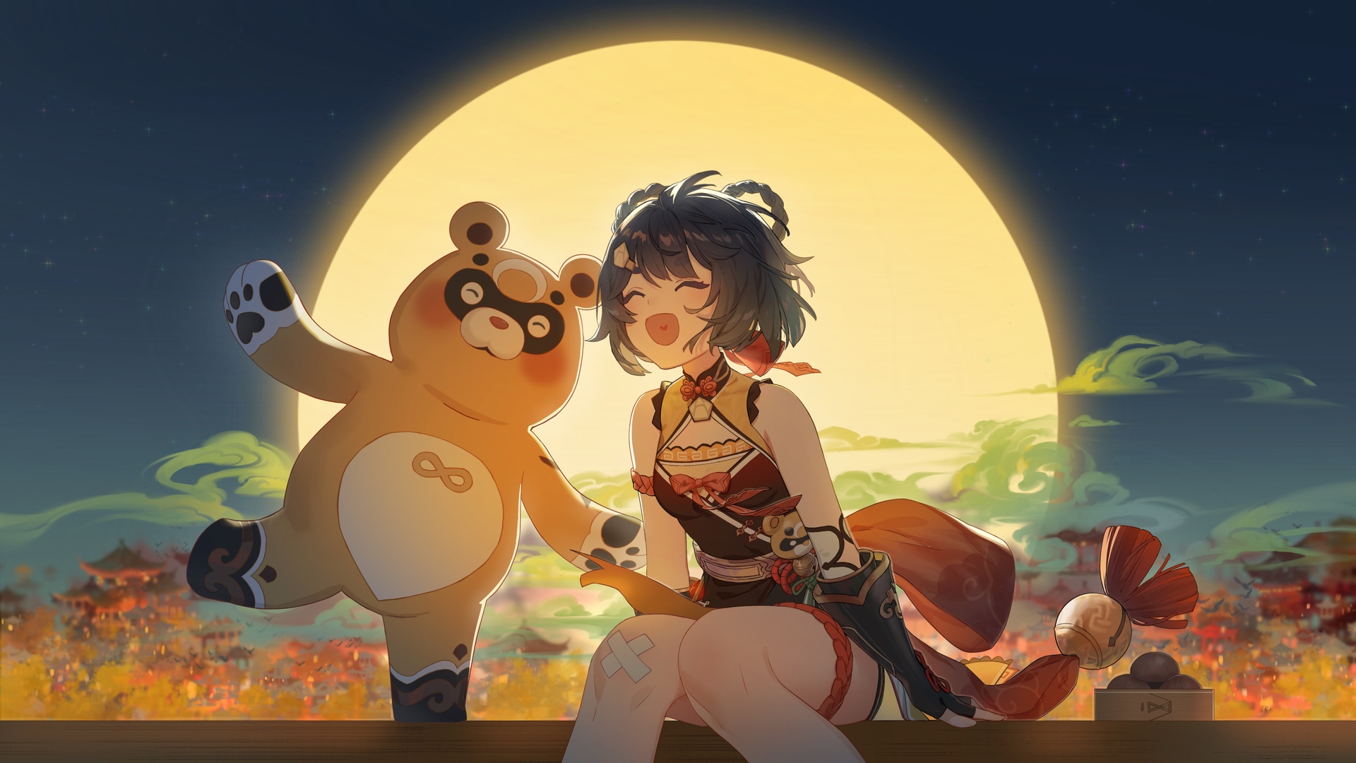 高清微笑 动漫女孩 原神 夜 电脑 桌面壁纸 4800×2700