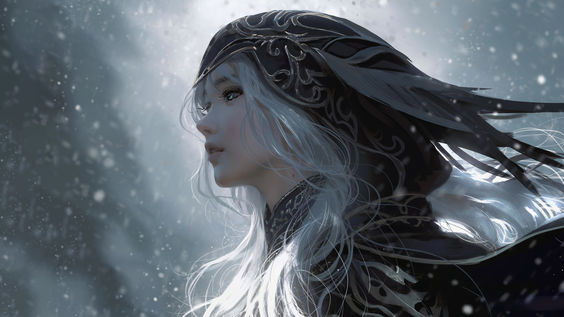 女人 长发 幻想女孩 看向别处 AI艺术 电脑 壁纸 3840×2160