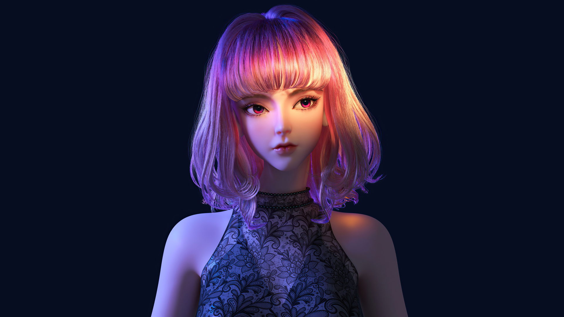 粉红色的头发 亚洲 动漫女孩 AI艺术 简单的背景 电脑 壁纸 3840×2160
