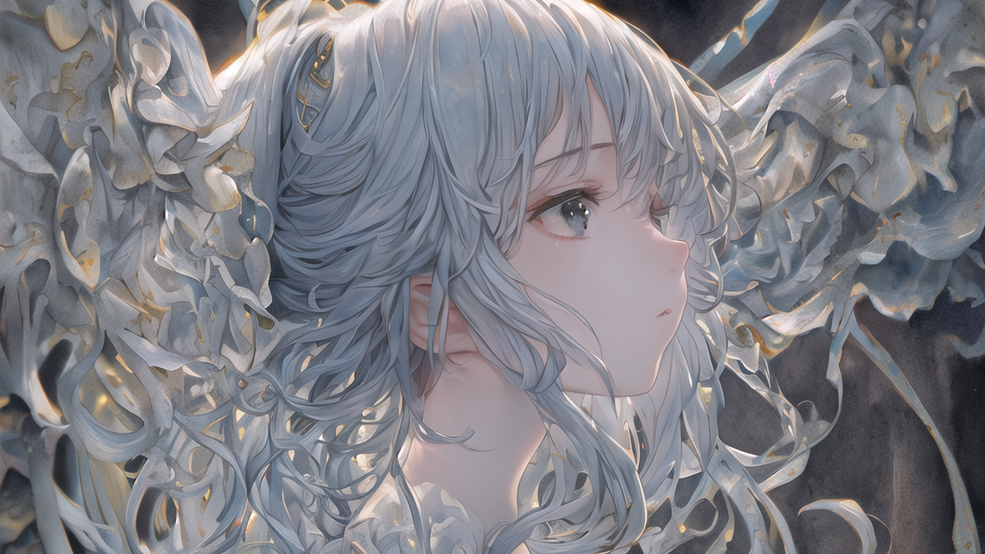 白发 长发 动漫 动漫女孩 艺术 电脑 壁纸 3840×2560