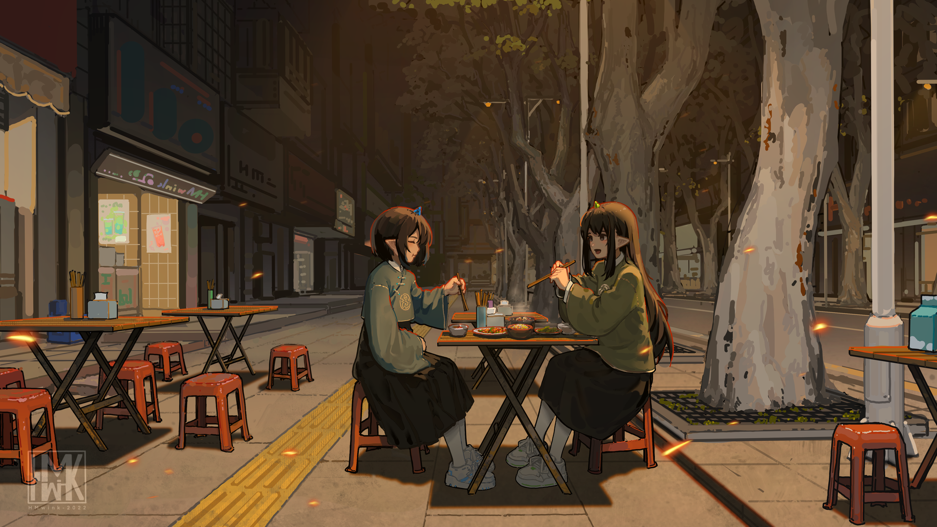 热门动漫 动漫女孩 街头 美食 动漫女孩吃 电脑 手机壁纸 4404×2478