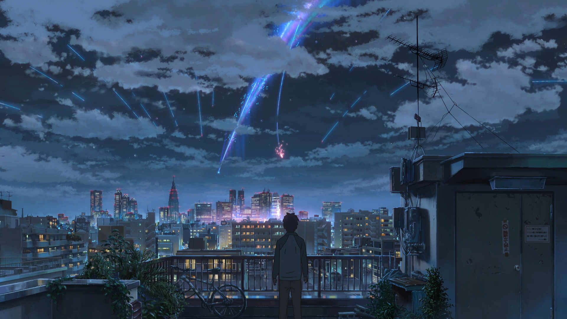 动漫 夜空 男孩 电脑 4K高清壁纸 3840×2160