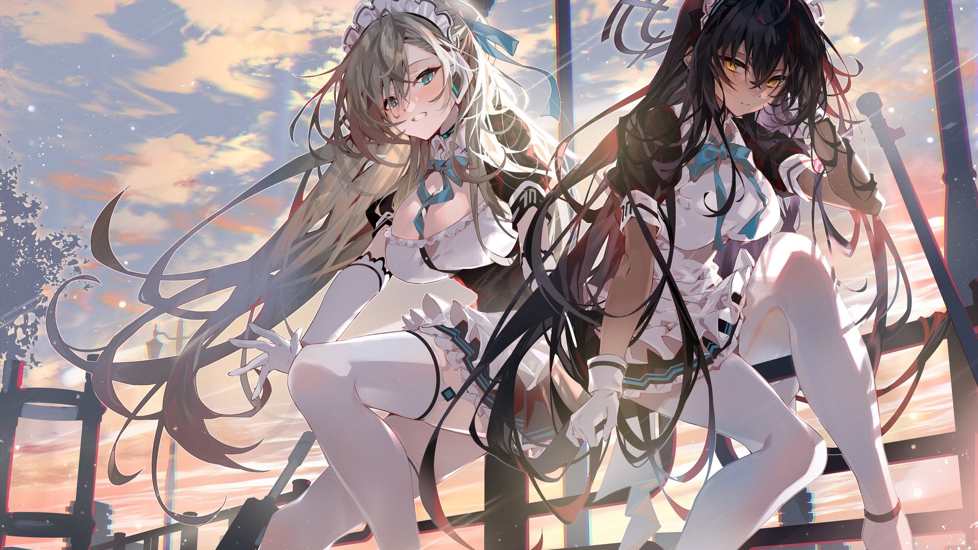 女孩 长发 深色头发 动漫 动漫女孩 长袜 电脑 手机壁纸 4096×2897