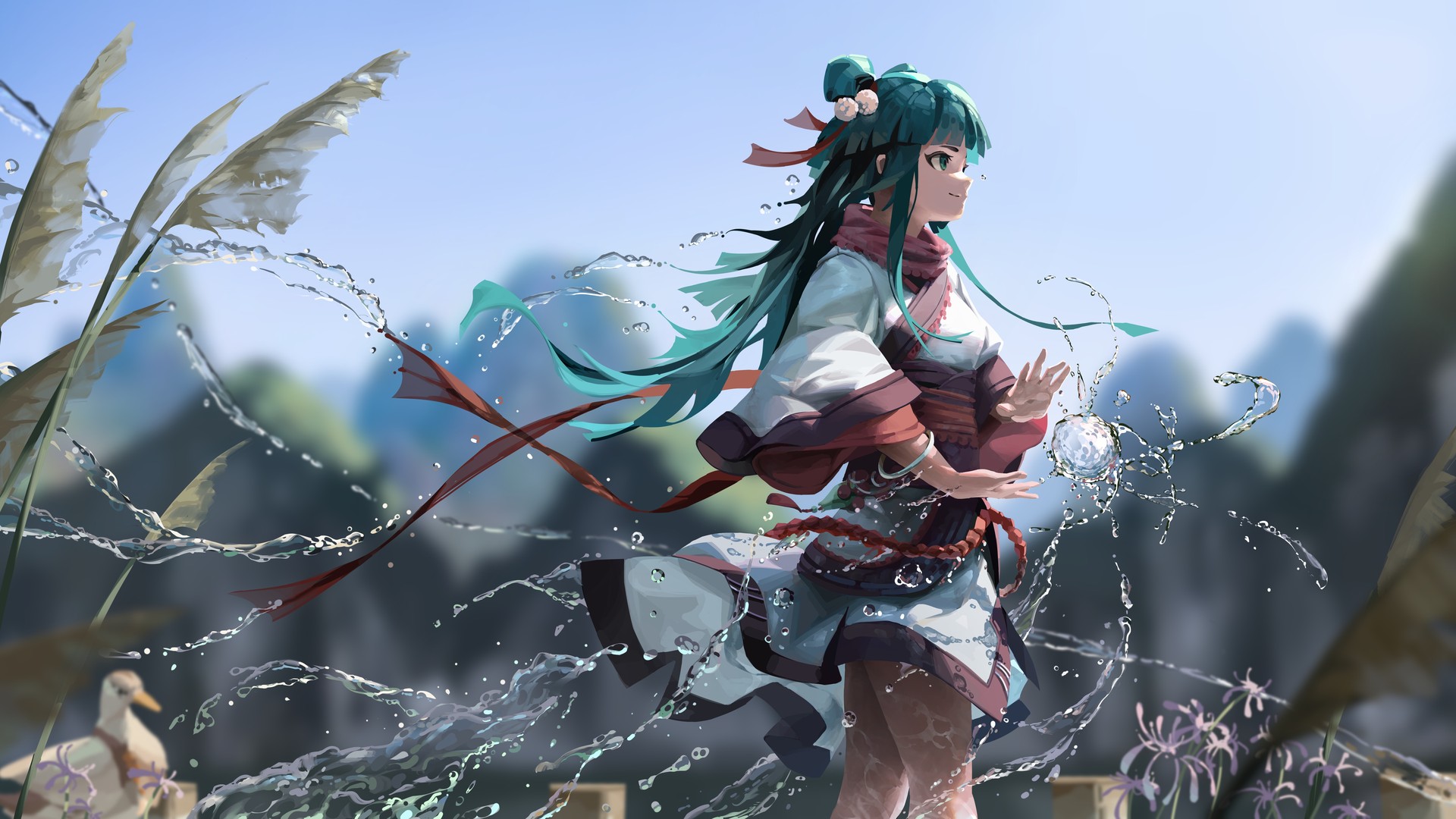 高清女人 奇幻女孩 AI艺术 奇幻艺术 水 模糊 五行雾山 电脑 桌面壁纸 7680×4320