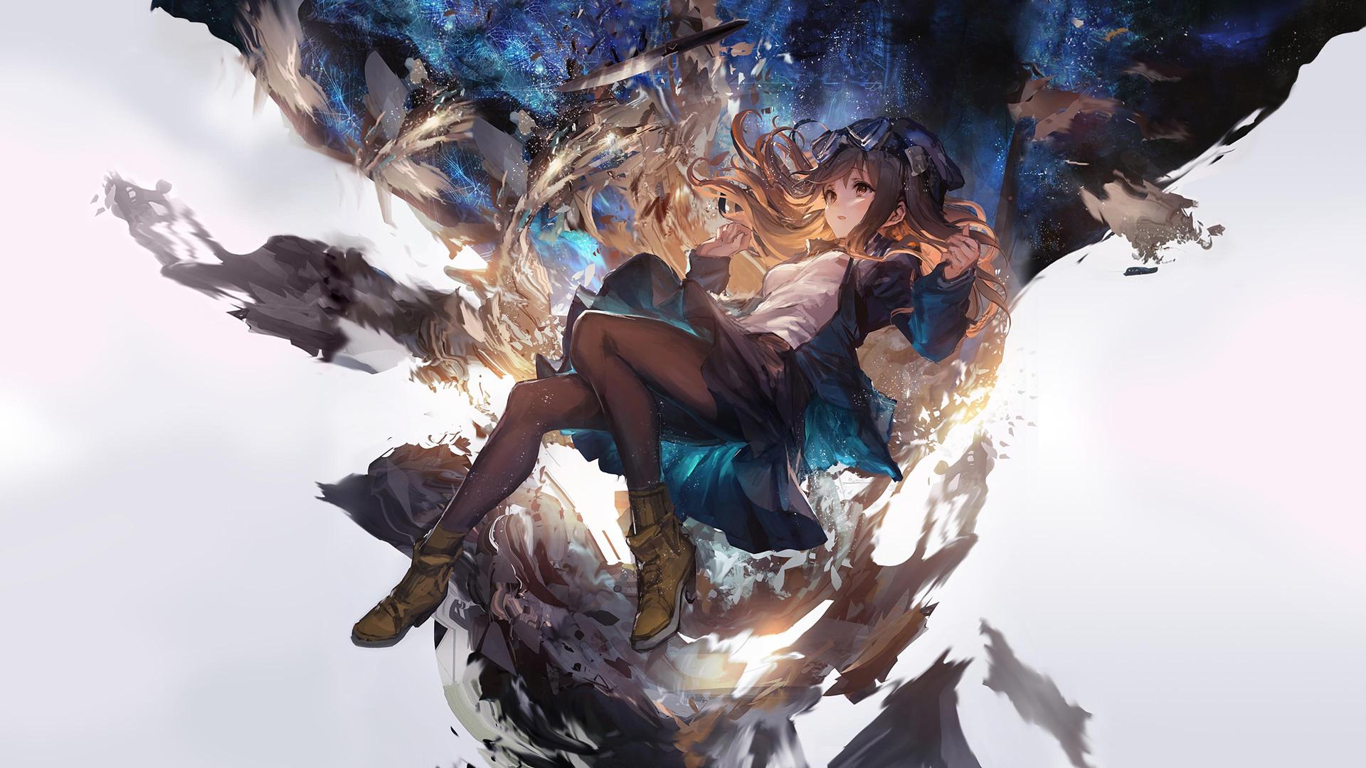 热门动漫女孩 黑色丝袜 护目镜 电脑 高清壁纸 3840×2160