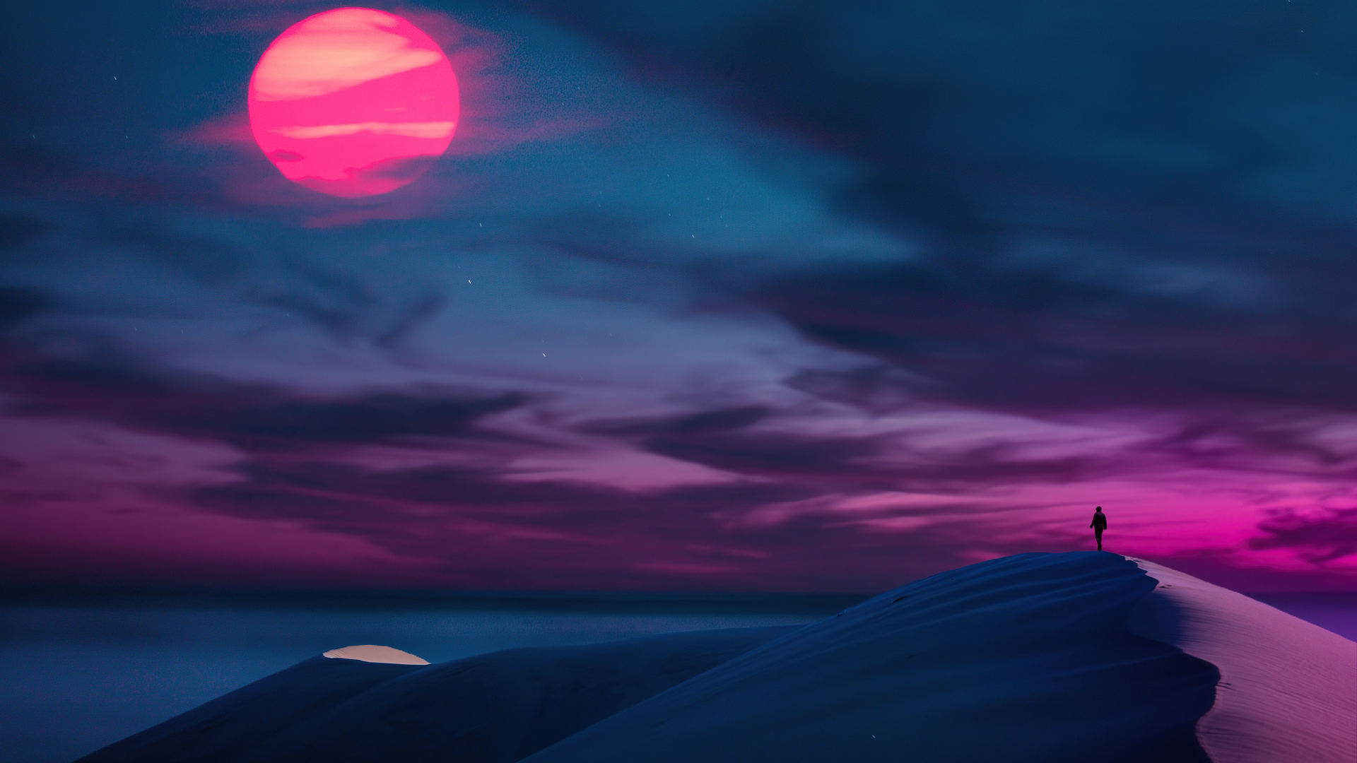 热门紫色天空 日落 风景 沙漠 云 AI艺术 太阳 电脑 壁纸 3840×2160