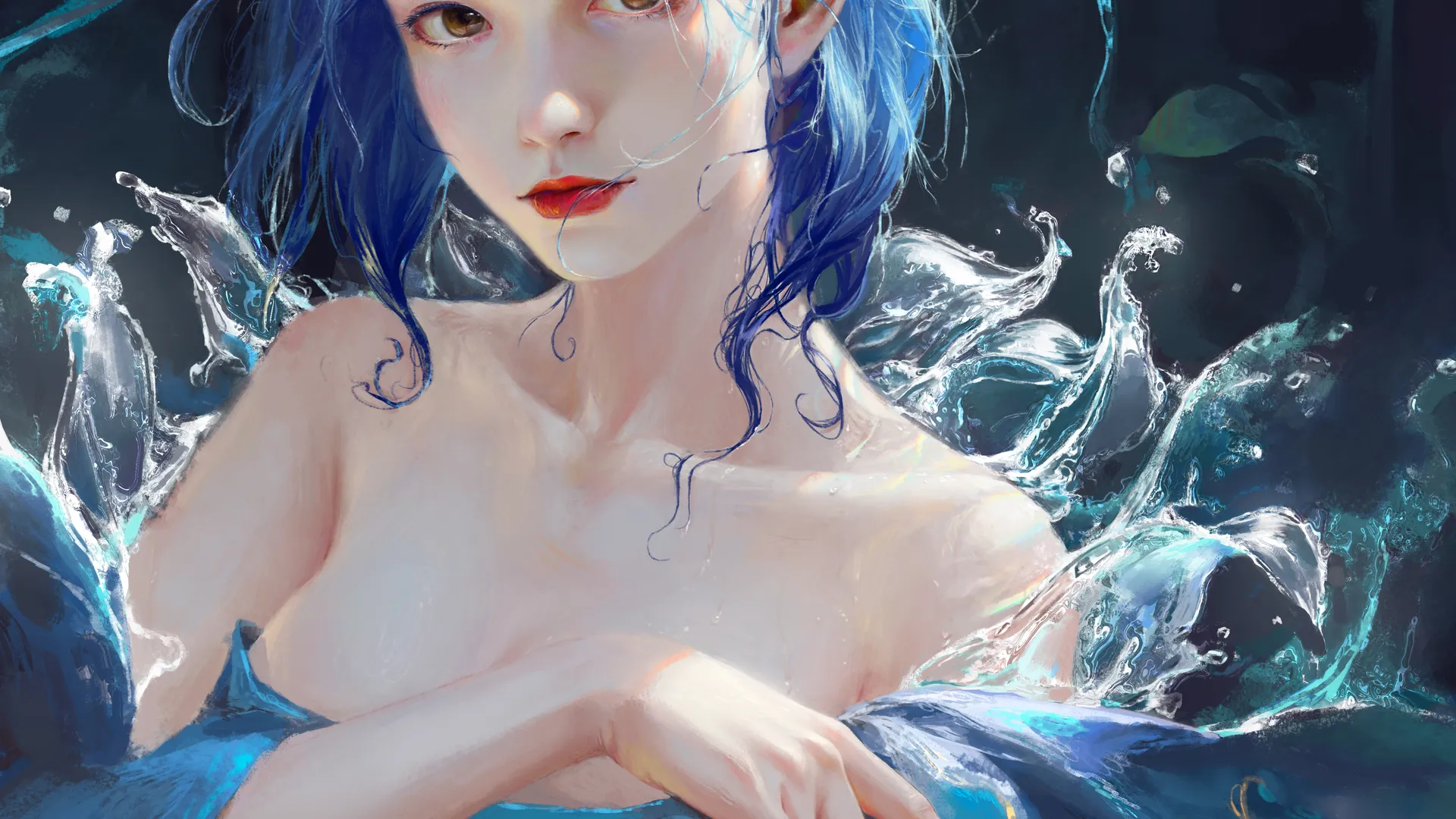 梦幻女孩 蓝头发 女人 手机 4K壁纸 4293×6356