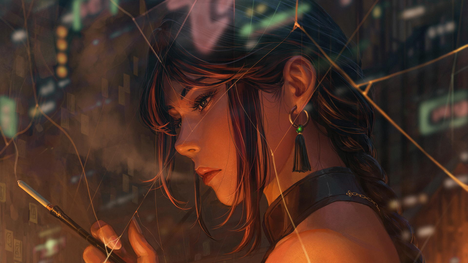 唯美女人 脸 马尾辫 辫子 长发 原创人物 特写 电脑 无水印壁纸 5383×3364