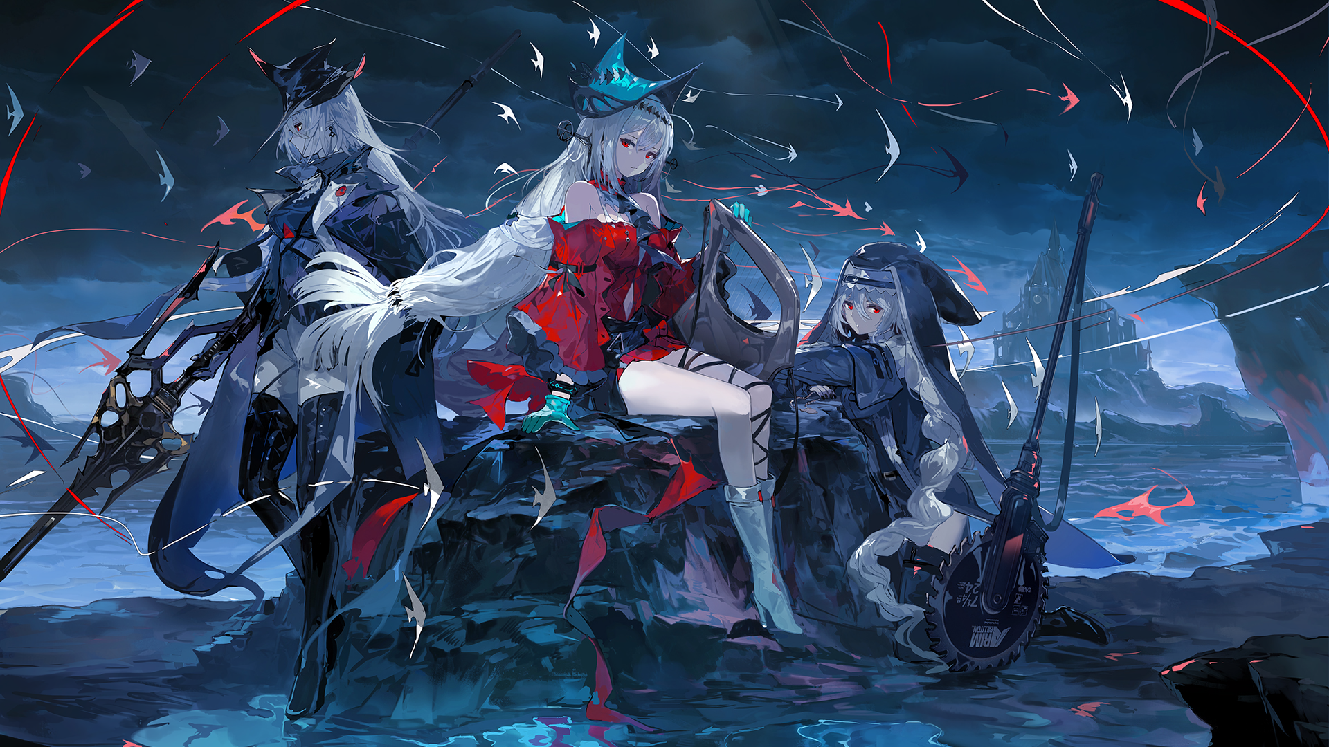 热门长发 武士 动漫女孩 帽子 武器 手套 电脑 高清壁纸 3840×2160