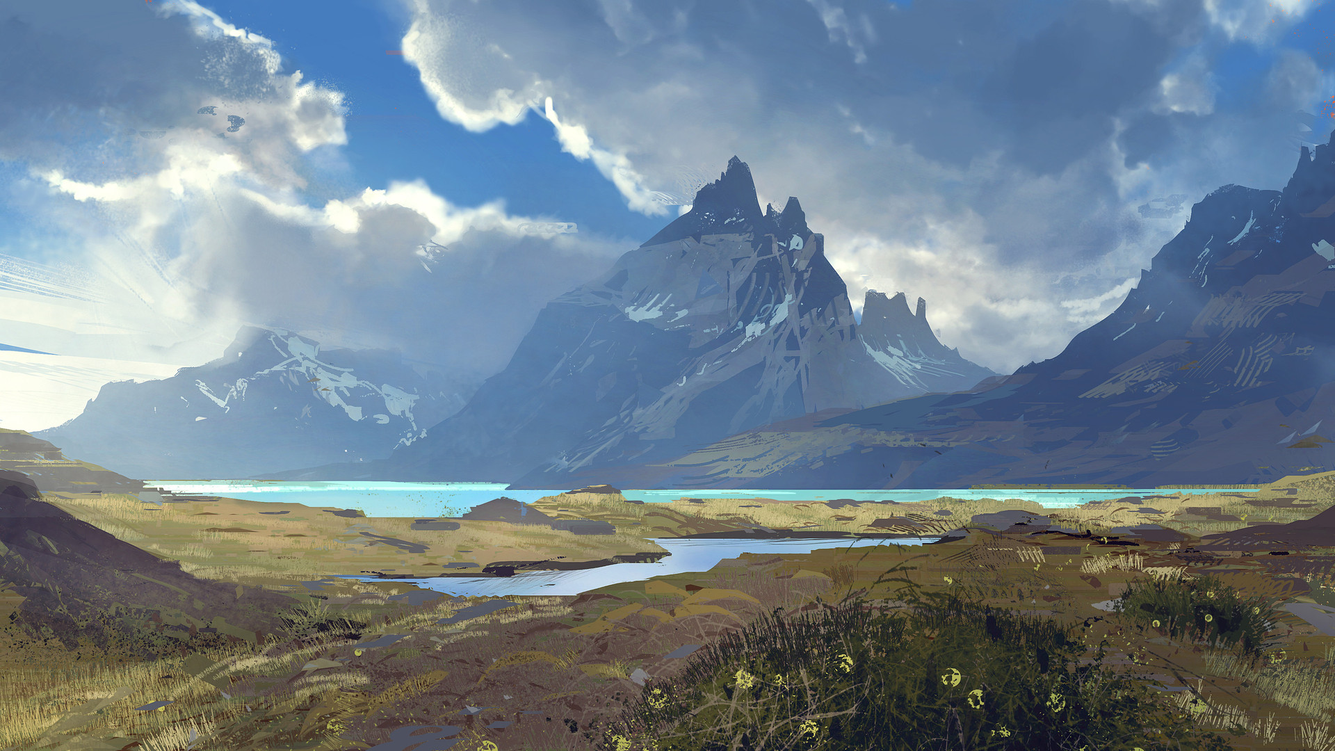 AI艺术 自然 河流 山脉 风景 电脑 4K高清壁纸 3840×2160