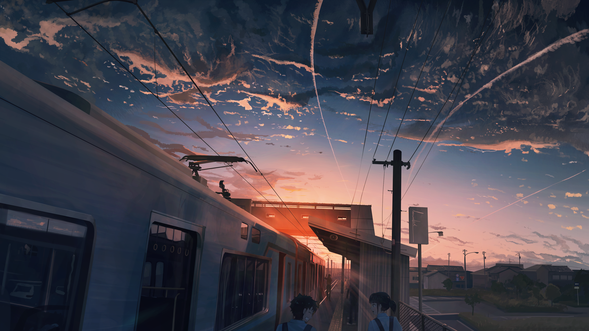 热门日落 天空 火车 云 动漫 电力线 栅栏 车辆 电脑 4K壁纸 3840×2160