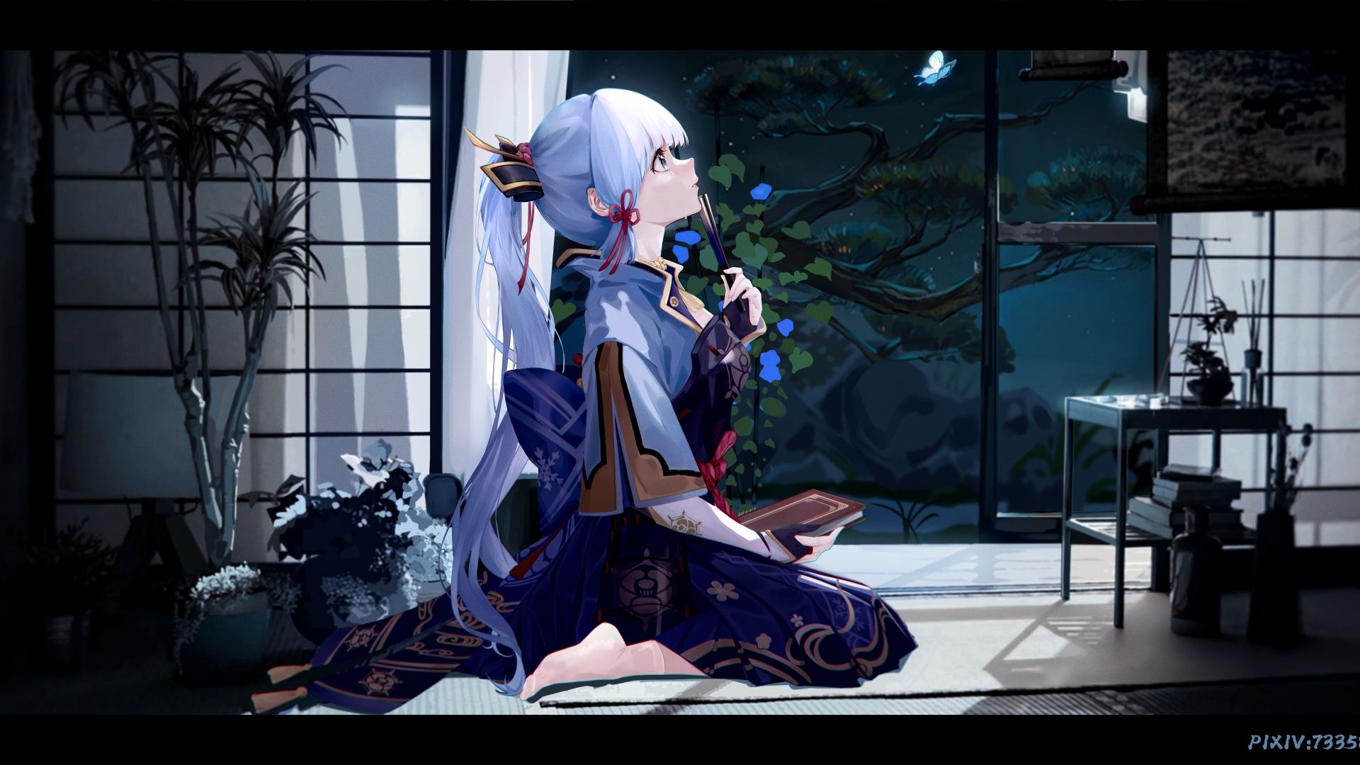 马尾辫 蓝头发 蓝眼睛 动漫 动漫女孩 电脑 壁纸 9500×4820