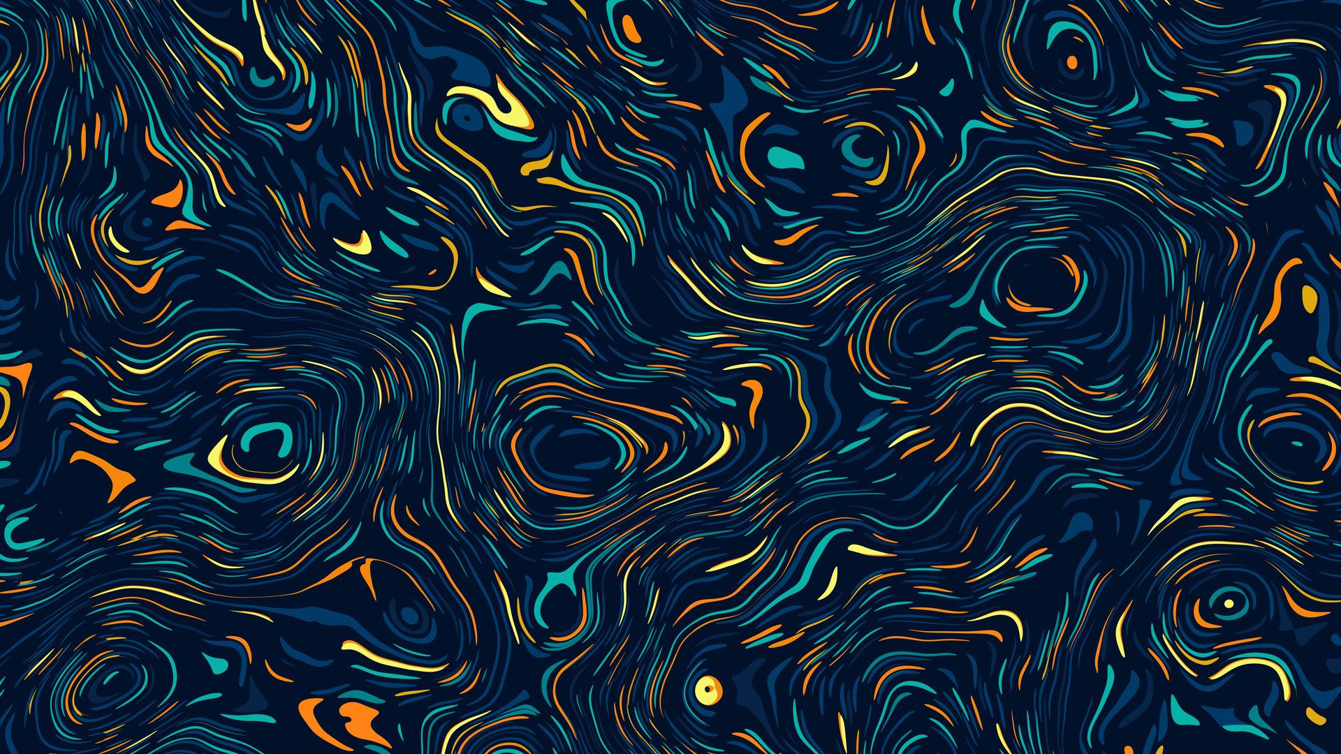 唯美抽象 黄色 青色 橙色 漩涡 AI艺术 插图 蓝色 电脑 壁纸 3840×2160