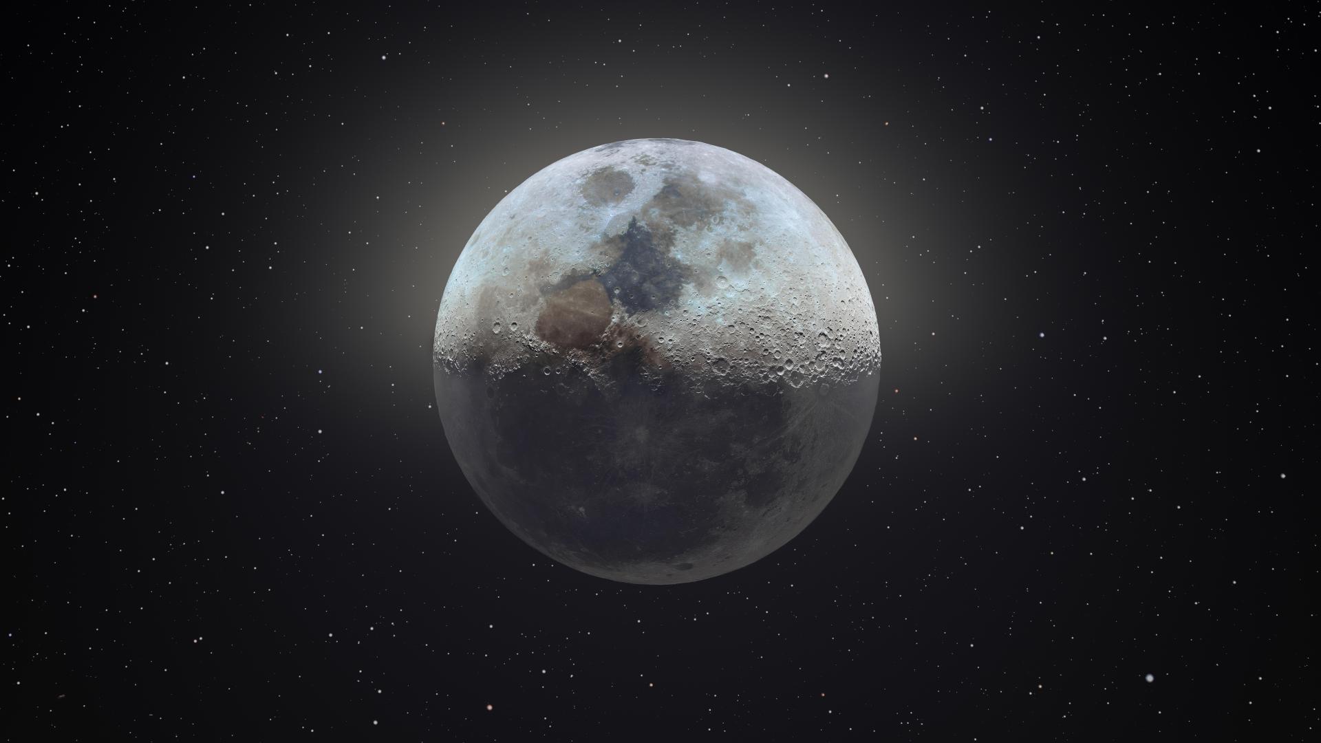 绝美月亮 太空 夜晚 摄影 月光 满月 星星 AI艺术 电脑 壁纸 14694×8266
