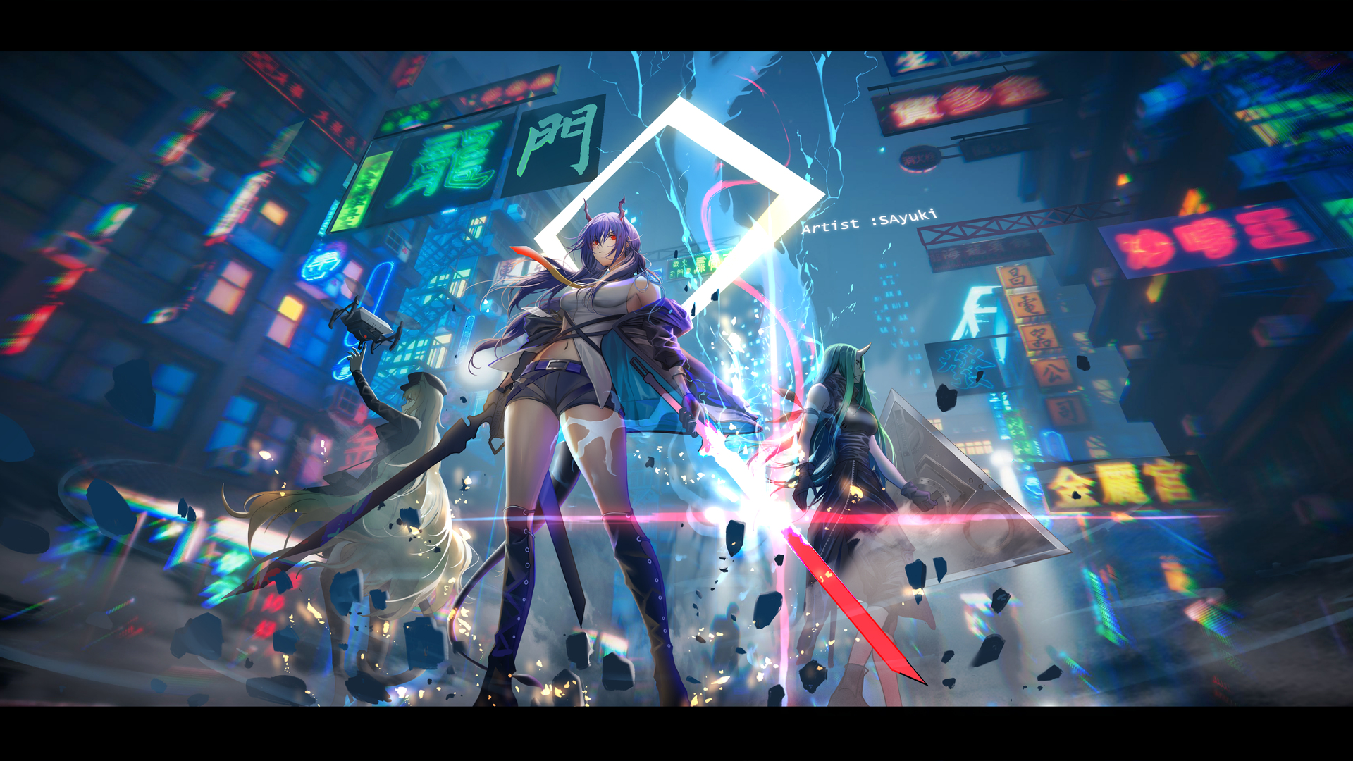 热门太古 神枪手 剑 明日方舟 动漫女孩 电脑 高清壁纸 6063×3000