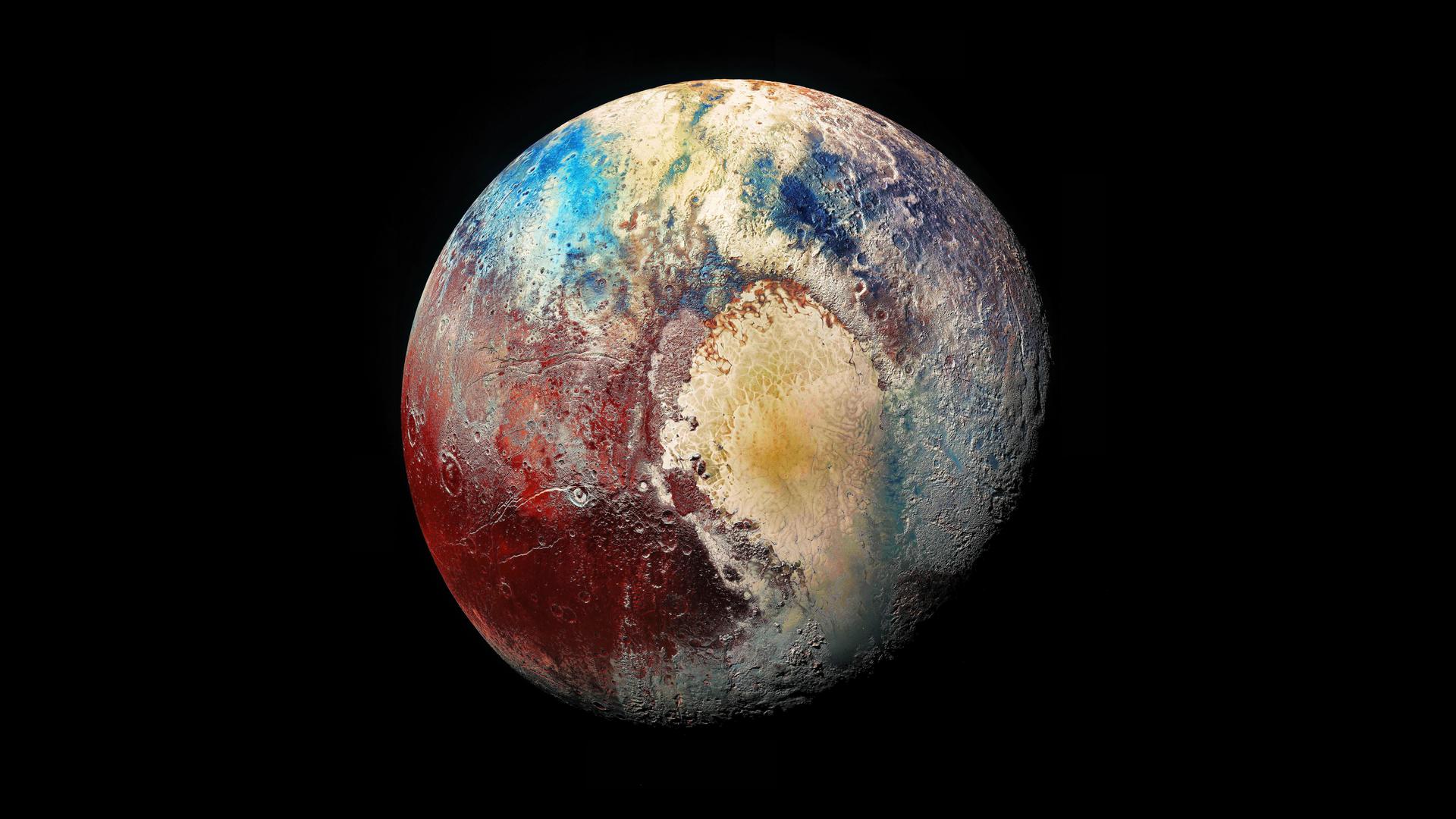行星 空间 地球 冥王星 空间艺术 简单背景 黑色背景 AI艺术 电脑 4K高清壁纸 7680×4320