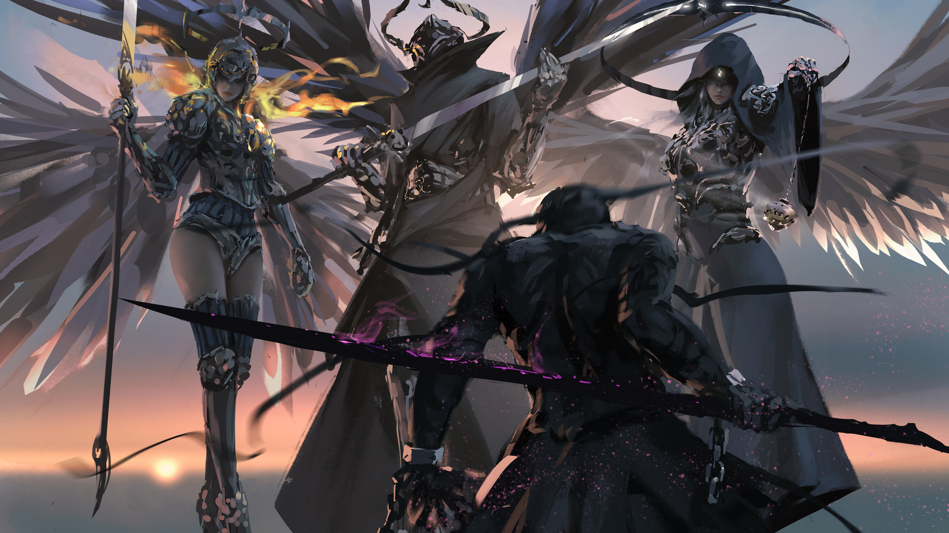 经典AI艺术 翅膀 长矛 奇幻艺术 电脑 无水印壁纸 4800×2800