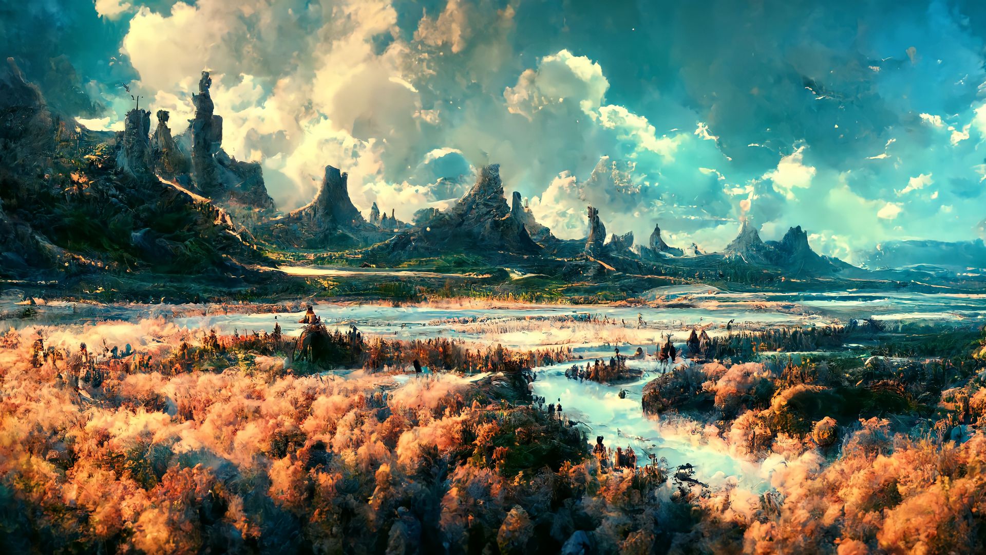 高清风景 山脉 湖泊 植物 自然 云 艺术 电脑 高清壁纸 4096×2304