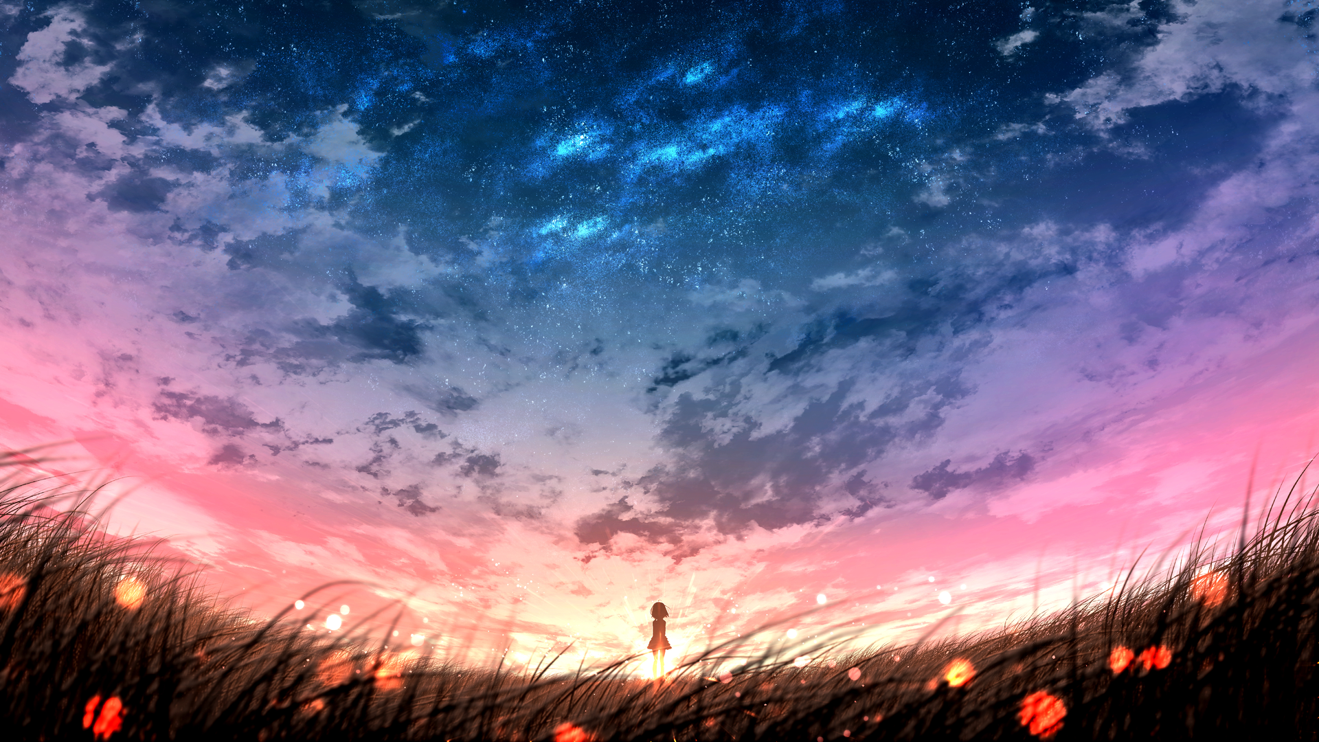 云 星星 户外 夜晚 田野 动漫 阳光 天空 电脑 壁纸 3840×2160