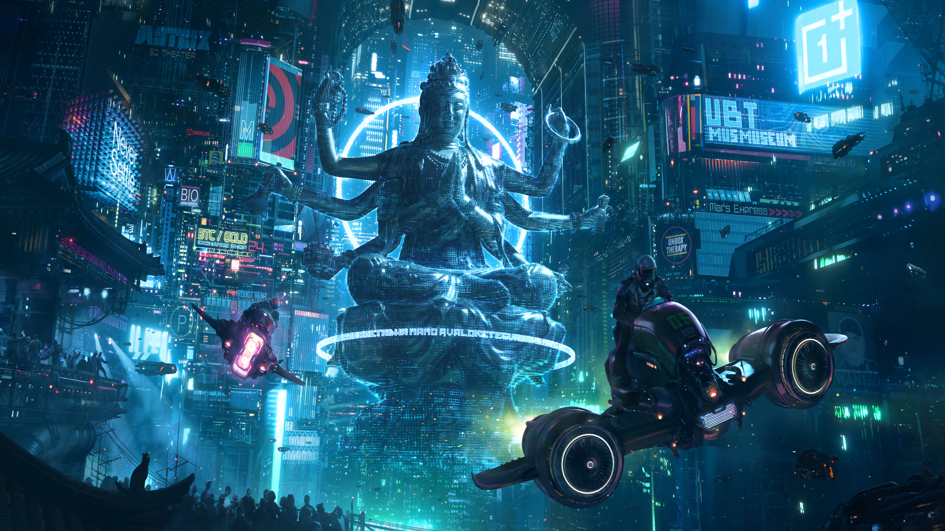 热门赛博朋克 雕像 车辆 科幻小说 AI艺术 电脑 高清壁纸 3840×2160