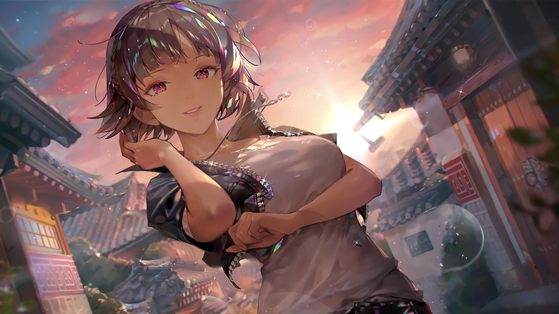 日落 角色 角色系列 动漫女孩 电脑 4K高清壁纸 3840×2160