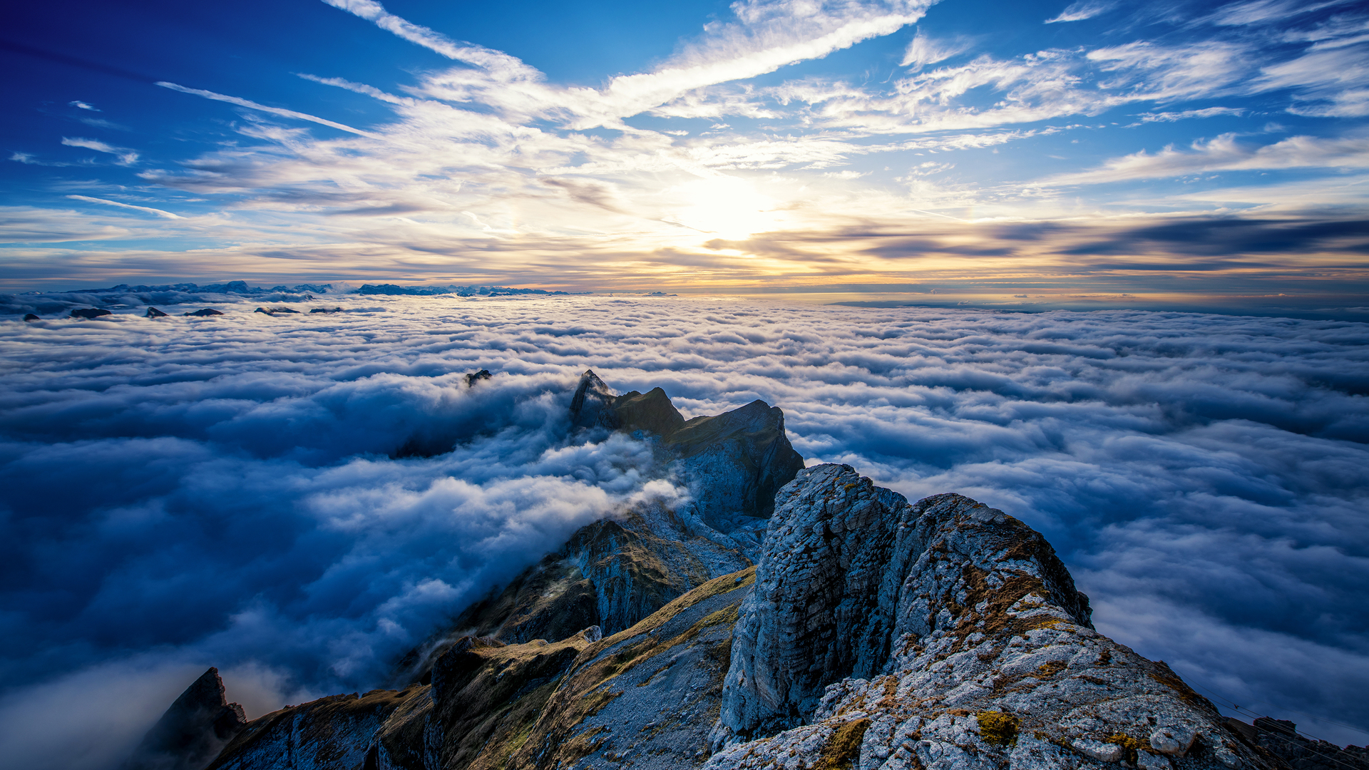 风景 云 山 天空 自然 岩石 阳光 瑞士 电脑 4K高清壁纸 4096×2304