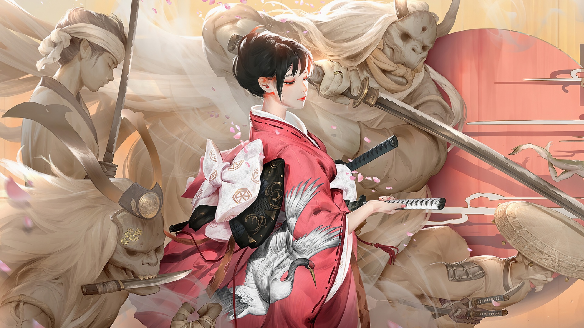 热门女人 幻想艺术 传统服装 武士 电脑 无水印壁纸 3840×2160