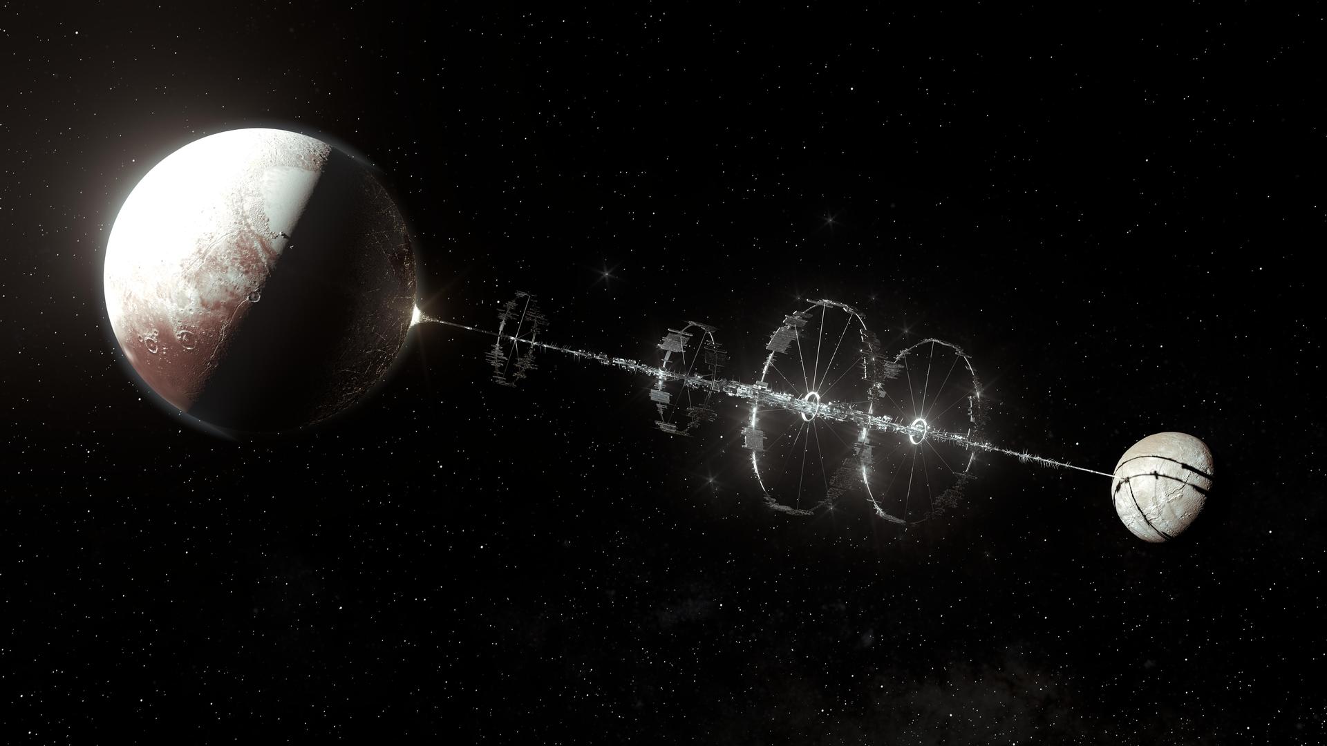 土卫一 冥王星 空间站 太空 行星 月球 恒星 电脑 4K高清壁纸 7680×4320