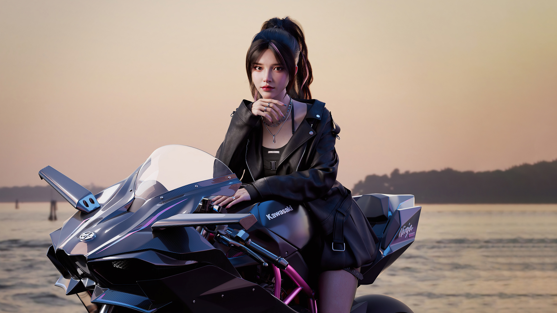 女性 黑发 现代 电脑 壁纸 5120×2880