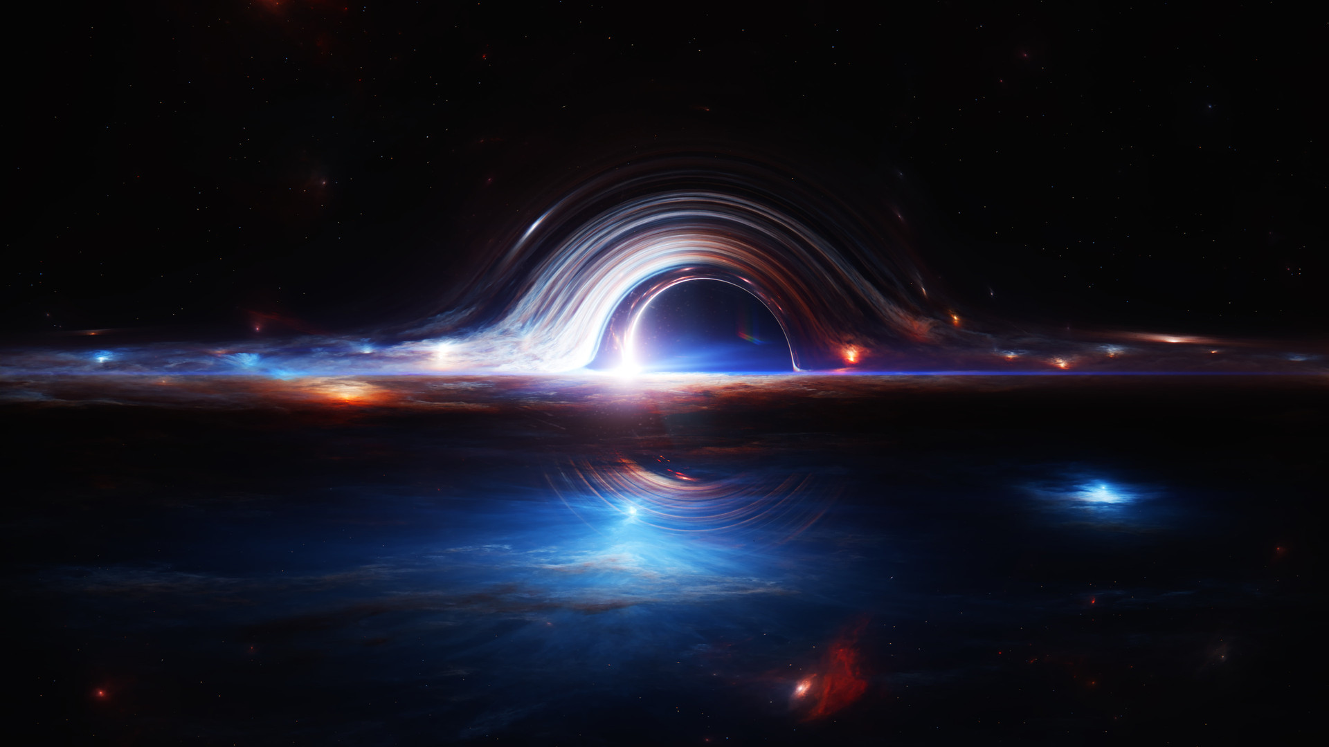 AI艺术 图片 插图 科幻 空间 空间艺术 黑洞 事件视界 星星 极简主义 简单背景 电脑 壁纸 3840×2160