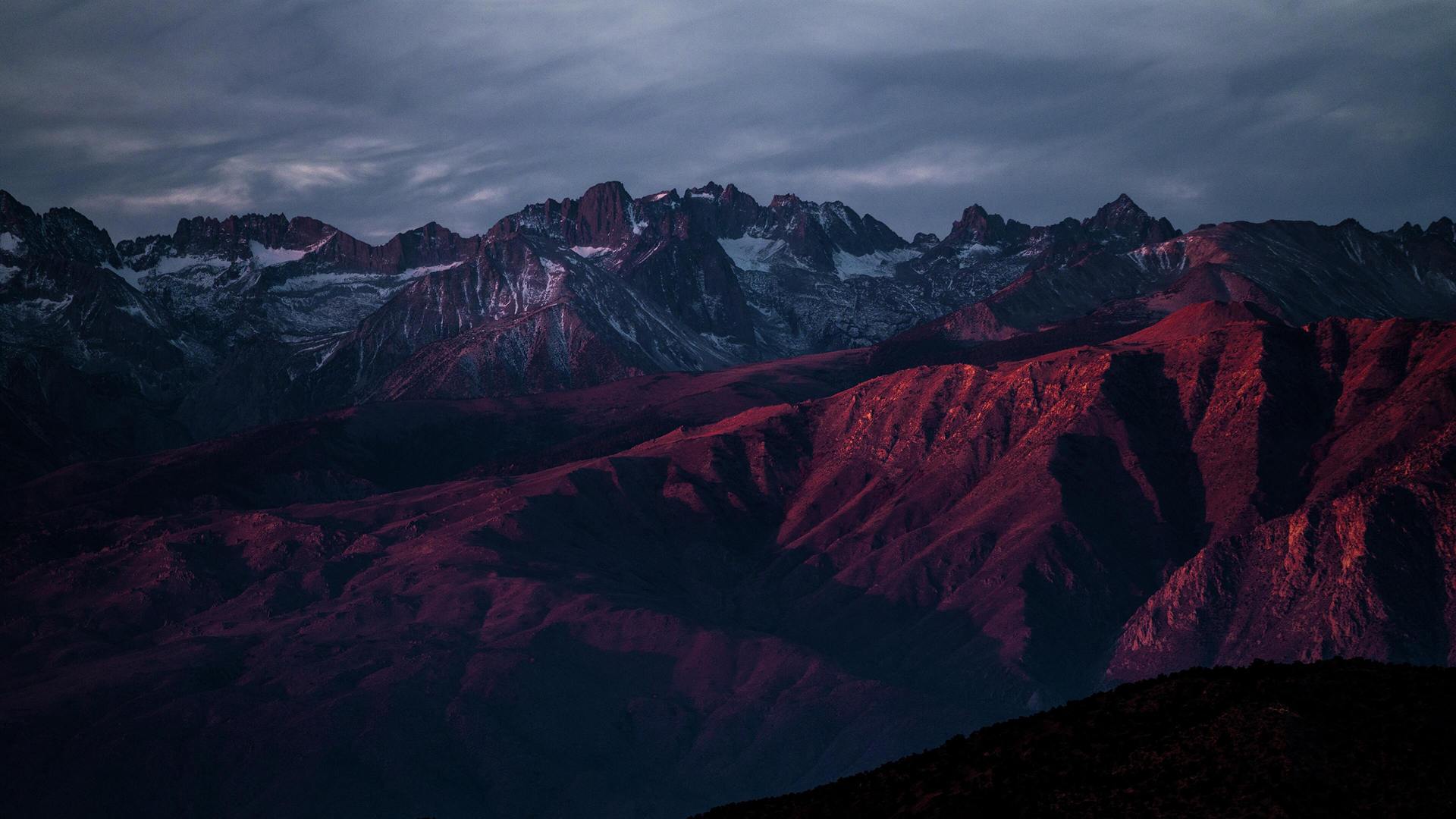山脉 自然 风景 摄影 深色 红色 反射 电脑 桌面壁纸 3840×2160