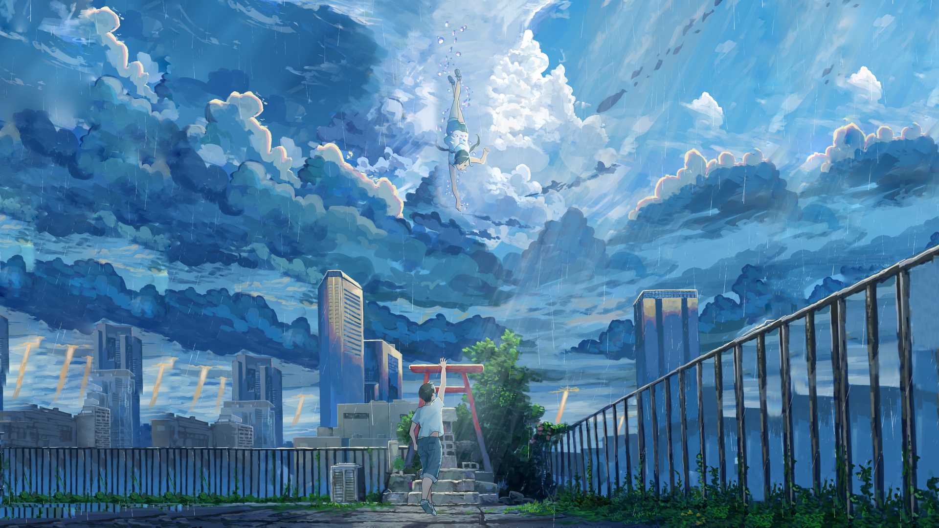唯美天空 雨 城市 动漫 电脑 壁纸 3840×2160