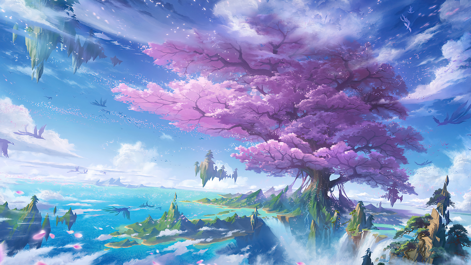 绝美奇幻艺术 山 自然 云 浮岛 电脑 手机壁纸 3840×2160