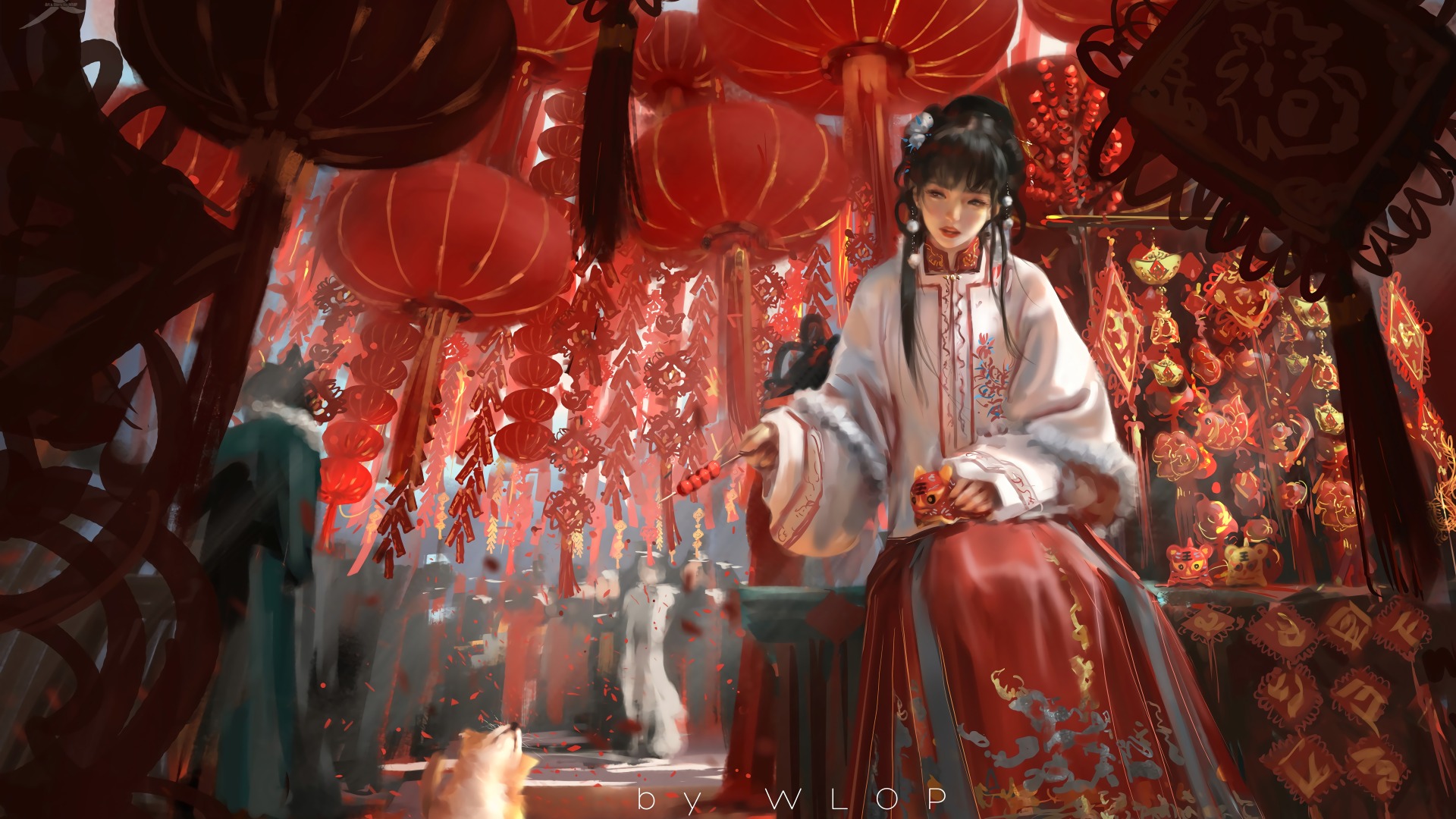 热门女性 AI艺术 中国 传统服装 幽灵之刃 电脑 高清壁纸 9968×6232
