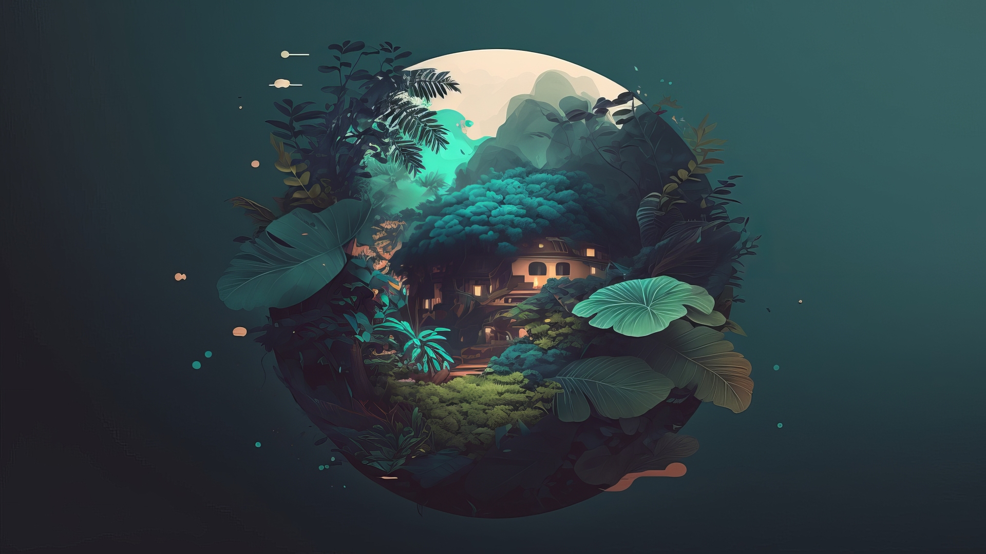 插图 简单背景 极简主义 树叶 球体 自然 球形 电脑 无水印壁纸 4579×2616