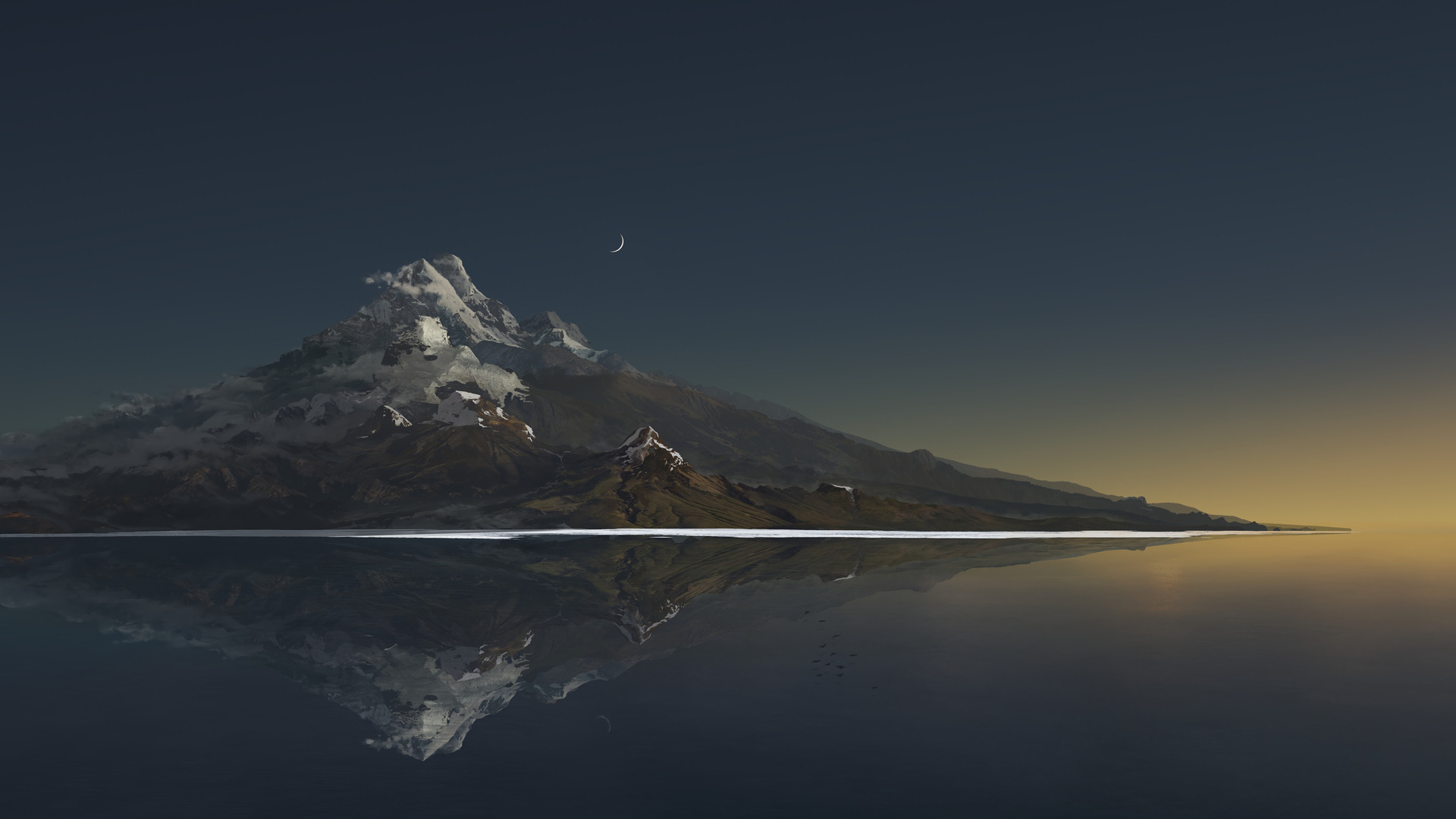山顶 早晨 黎明 自然 数字绘画 电脑 高清壁纸 5320×2660