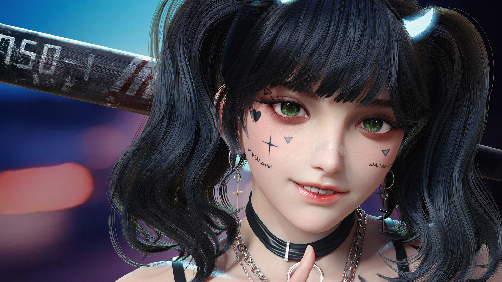 高清人脸 动漫女孩 肖像显示屏 电脑 手机壁纸 3840×2289