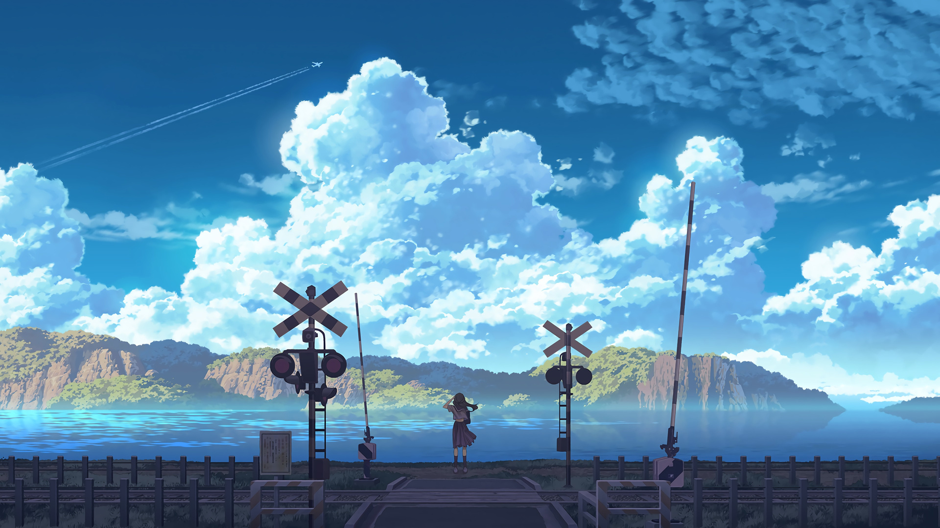 精选云 天空 动漫女孩 校服 电脑 高清壁纸 3840×2160