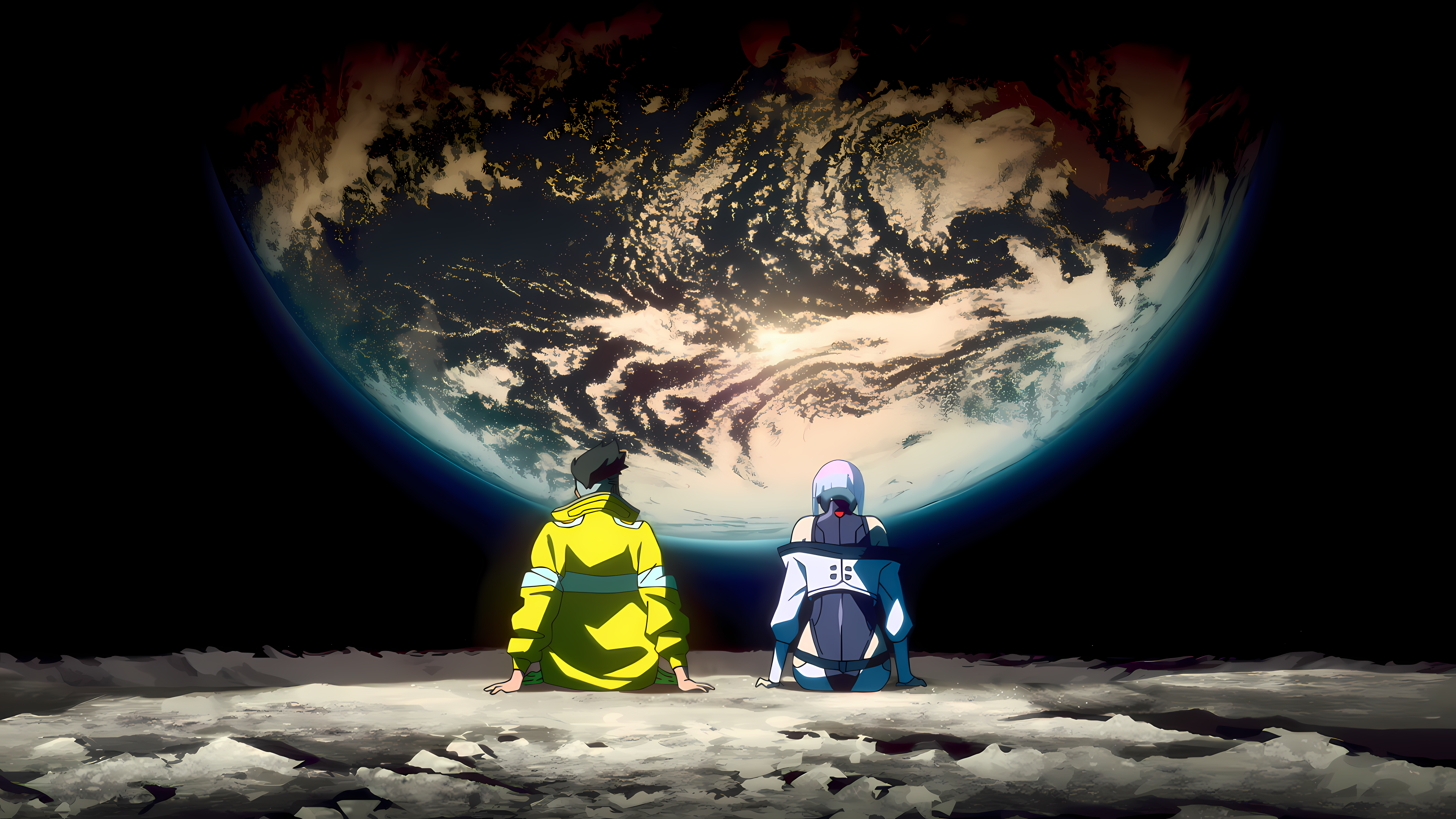 赛博朋克 电视剧 动漫 地球 月球 星球 宇宙太空 背景 手机壁纸 3840×2160