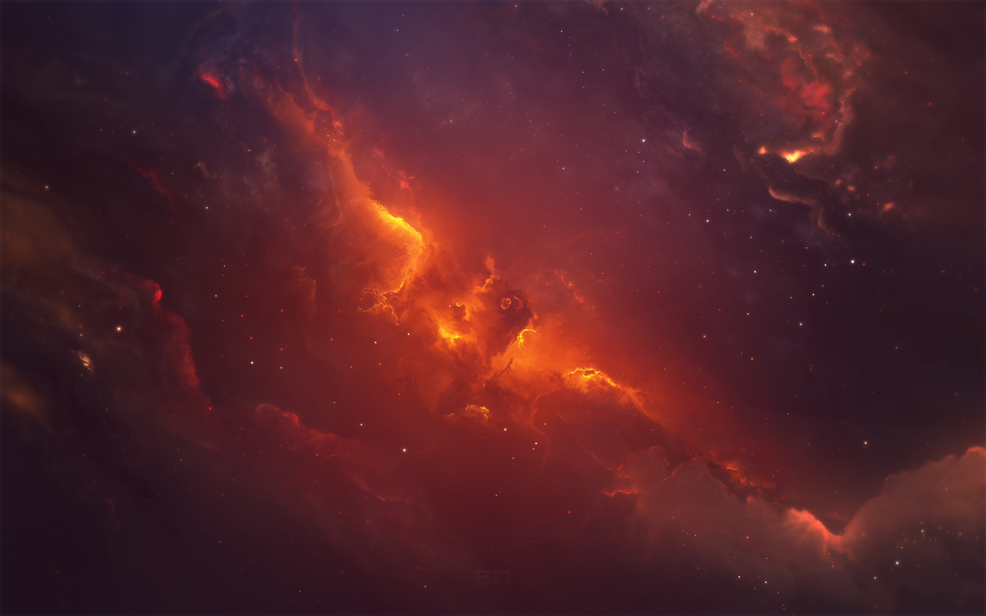 空间 星云 宇宙 空间艺术 橙色 AI艺术 无水印壁纸 3840×2400