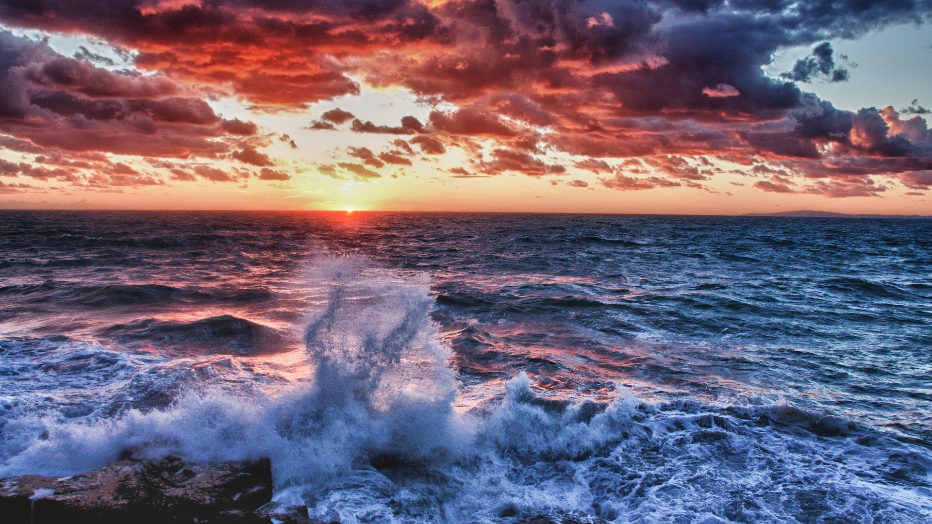 自然 海 水 波浪 日落 云 天空 地平线 阳光 电脑 4K高清壁纸 3840×2160