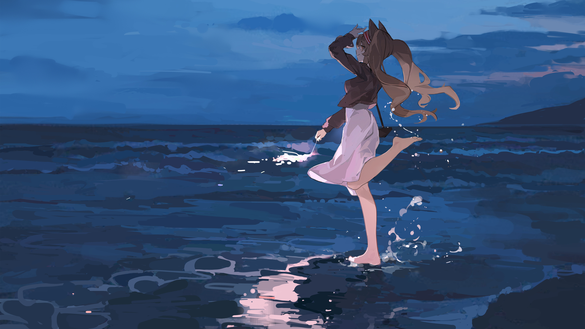 经典动漫 动漫女孩 海滩 电脑 壁纸 5000×2988