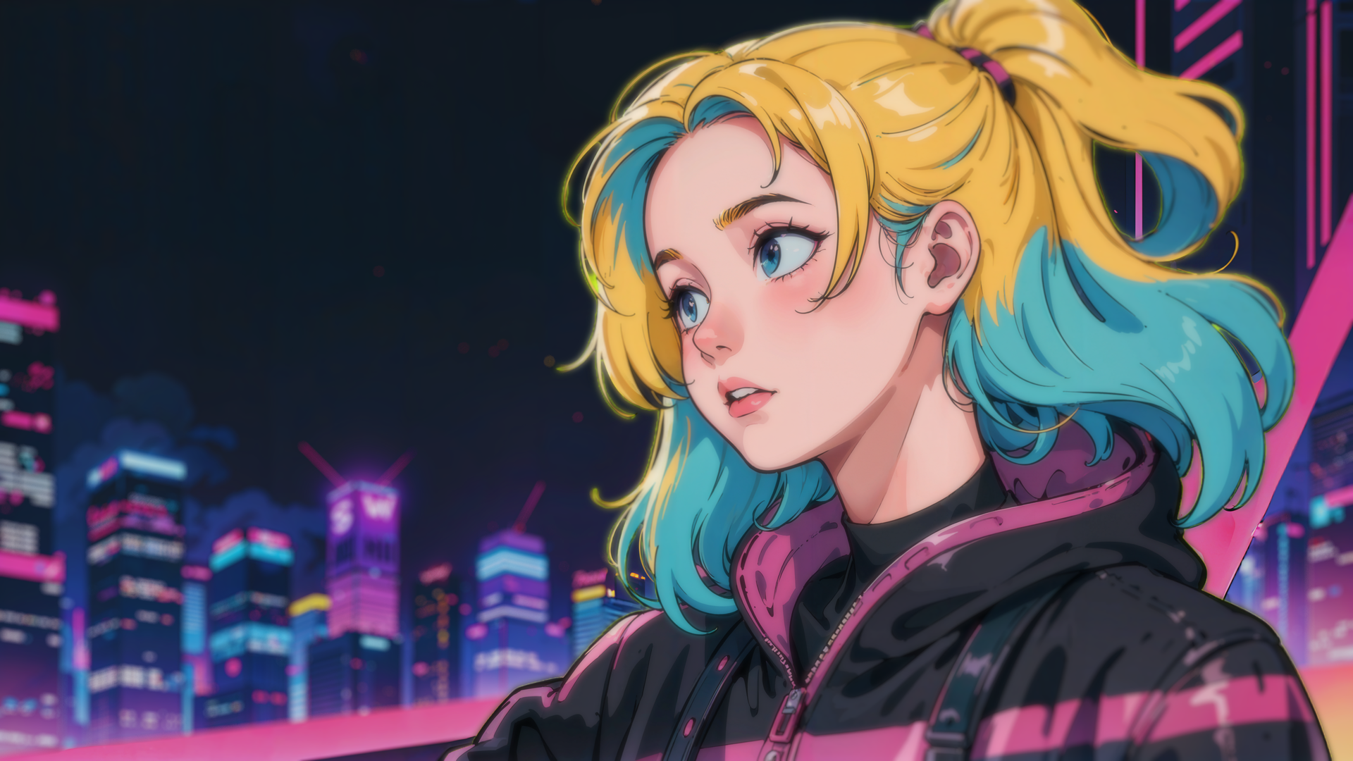 霓虹灯 黑夜 电脑 4K高清壁纸 3840×2160