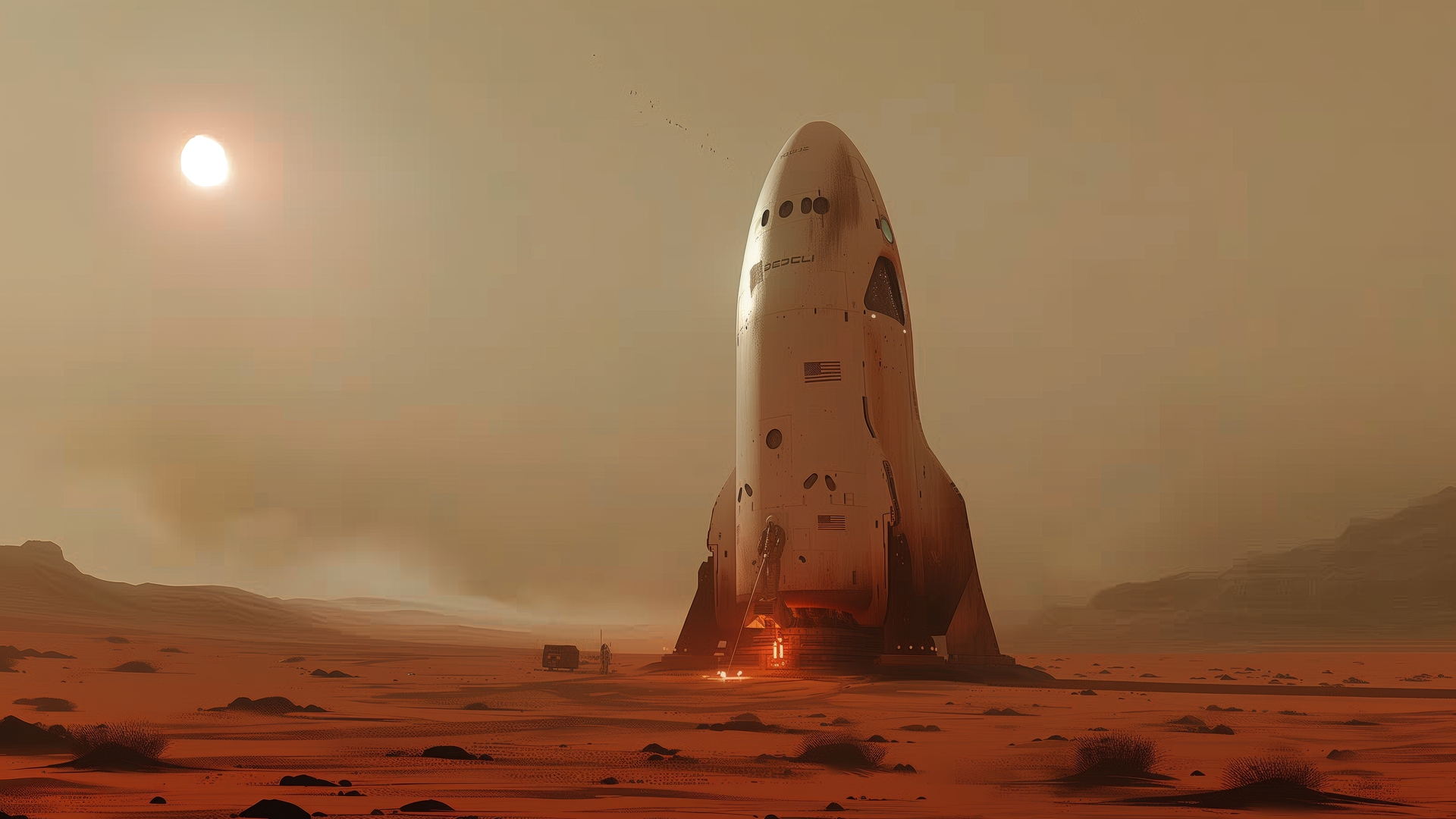 AI艺术 插图 火箭 火星 电脑 4K高清壁纸 5824×3264