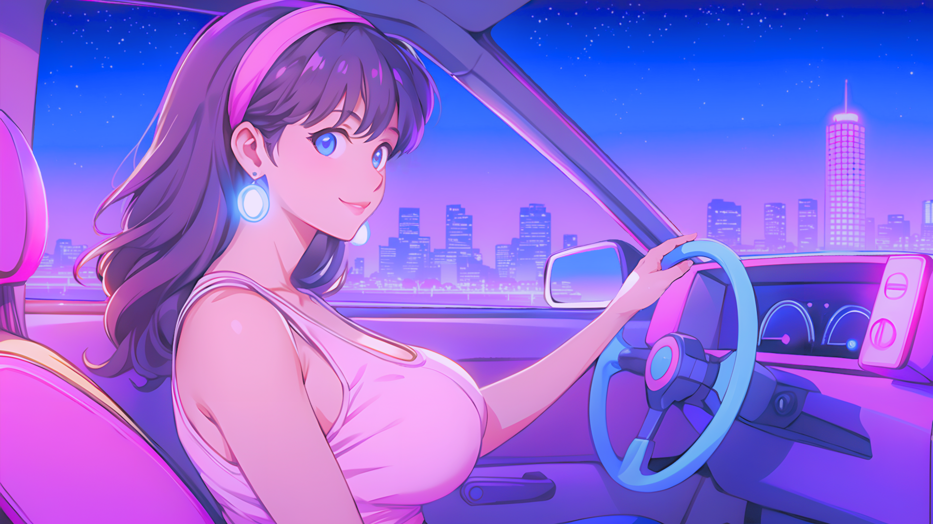 动漫女孩 霓虹灯 人工智能艺术 电脑 壁纸 3840×2160