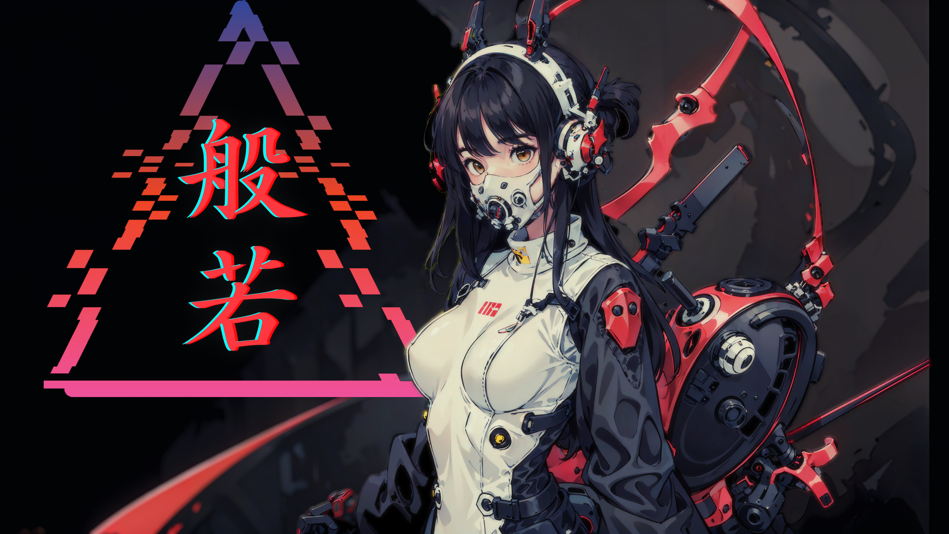 AI艺术 动漫女孩 霓虹灯 电脑 壁纸 3840×2160