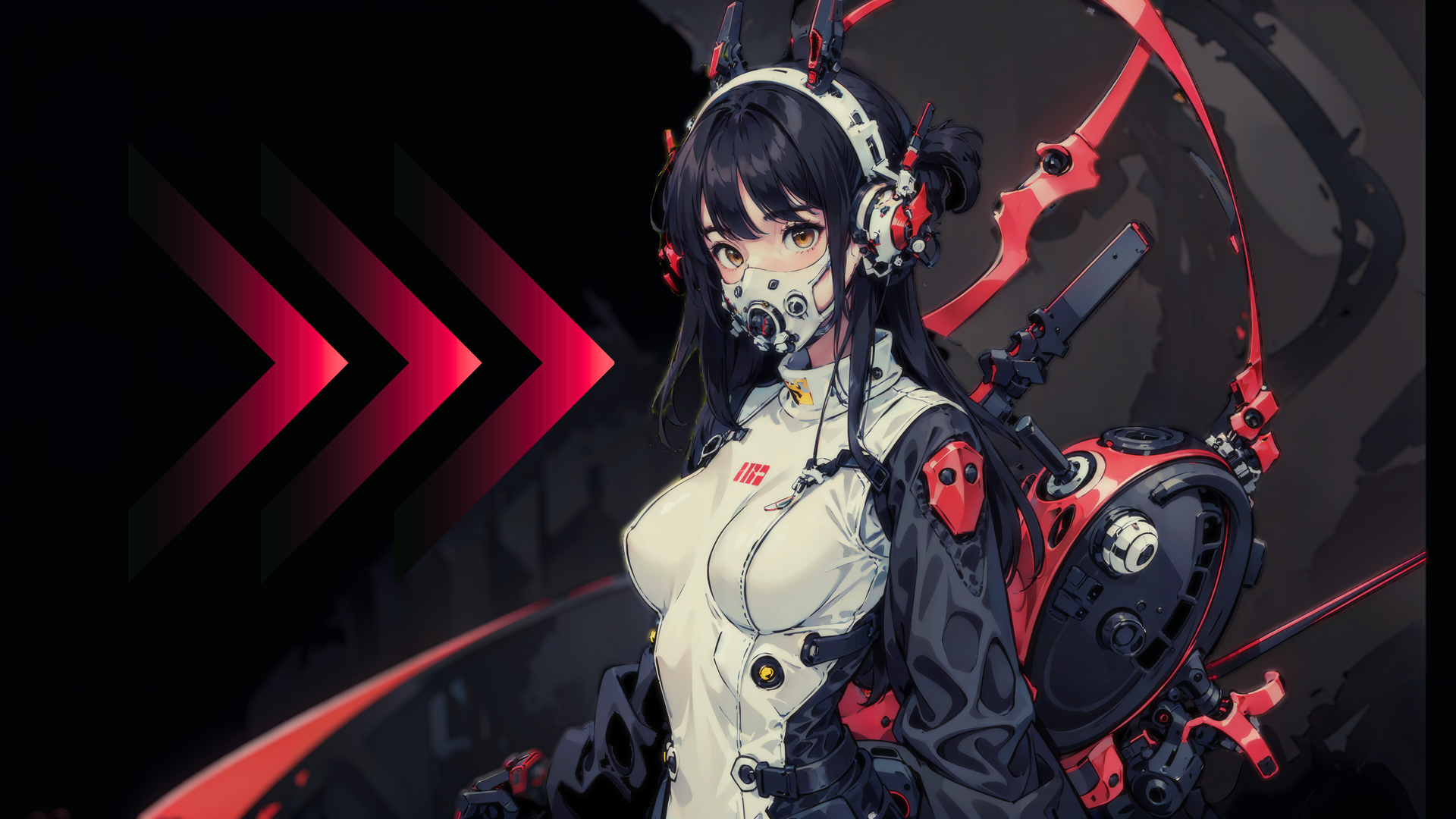 AI艺术 动漫女孩 霓虹灯 电脑 壁纸 3840×2160